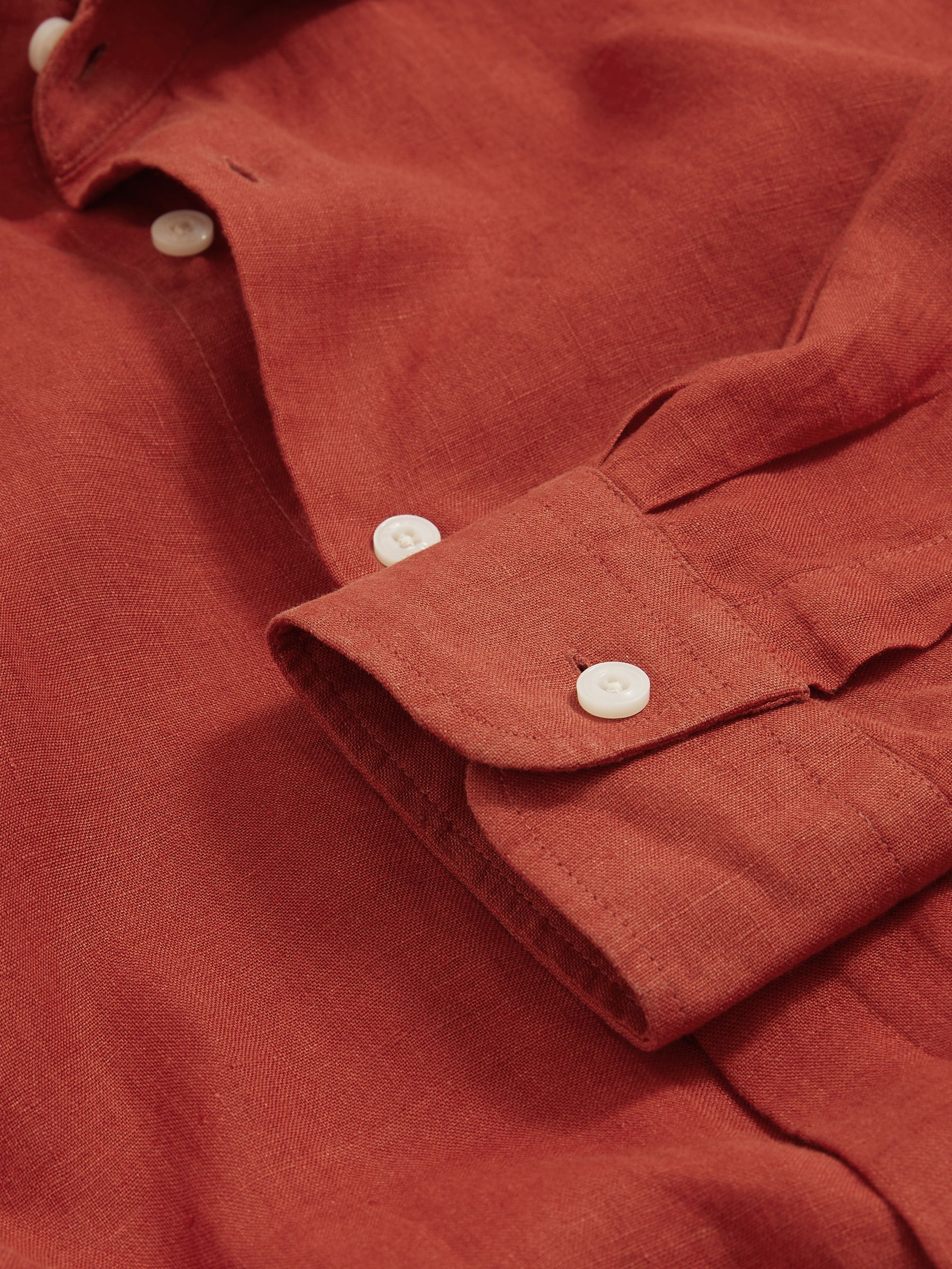 Linen Striped Cutaway-Collar Shirt in Paprika Red - Image 7 of 7