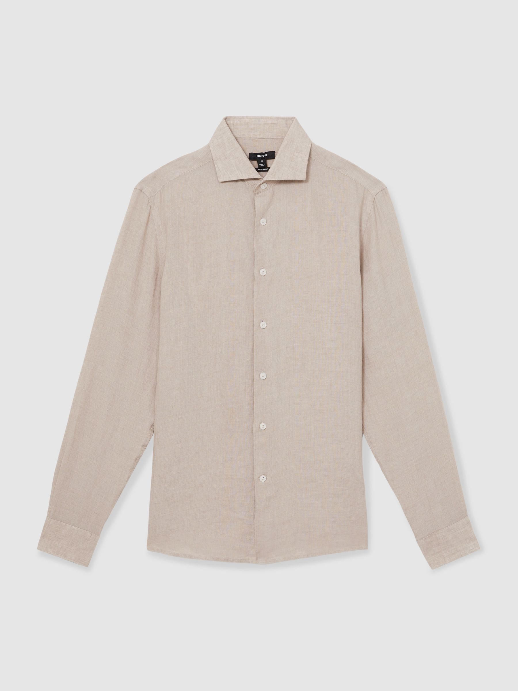 Linen Button-Through Shirt in Mink Brown - Image 2 of 6