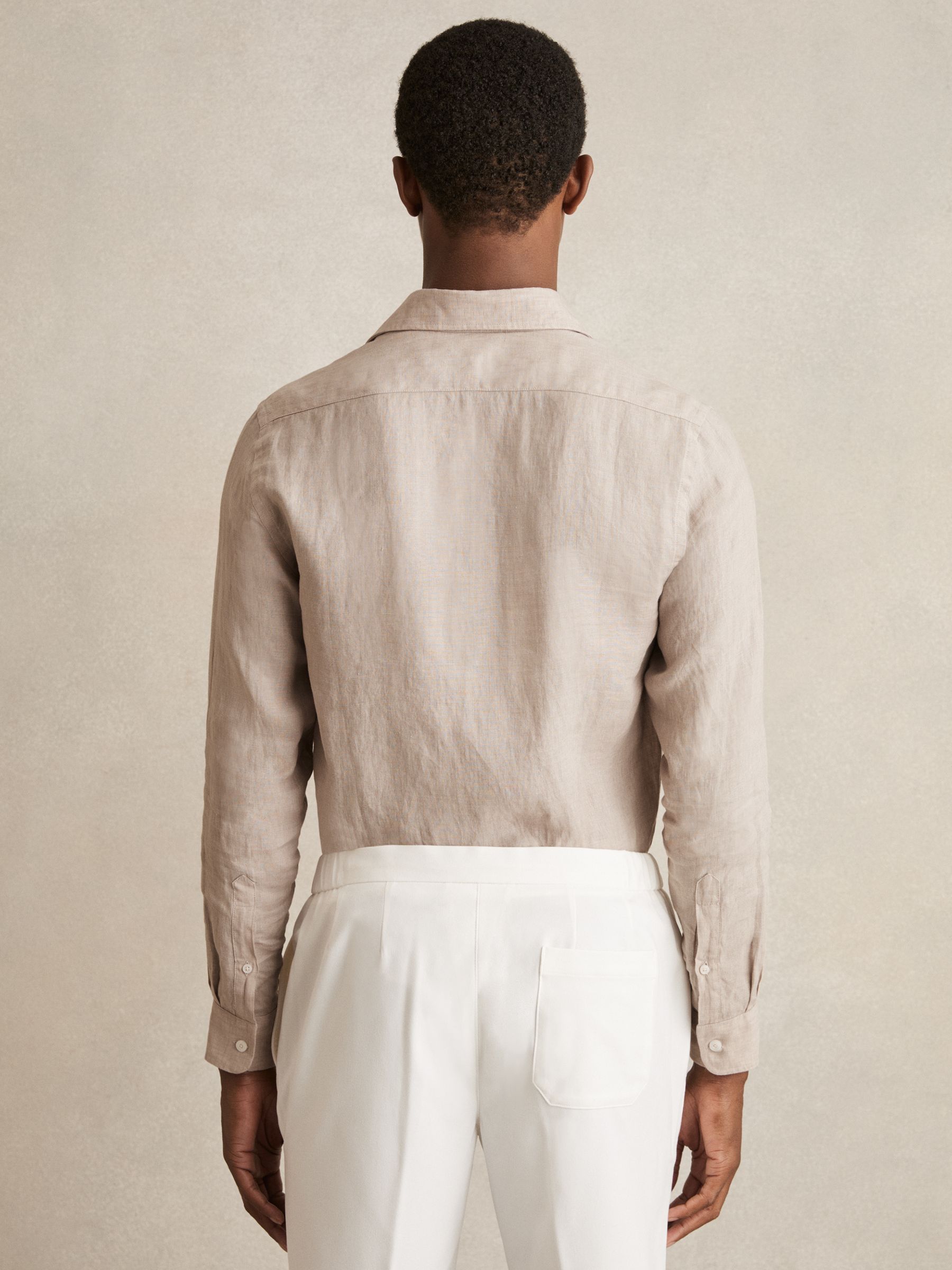 Linen Button-Through Shirt in Mink Brown - Image 5 of 6