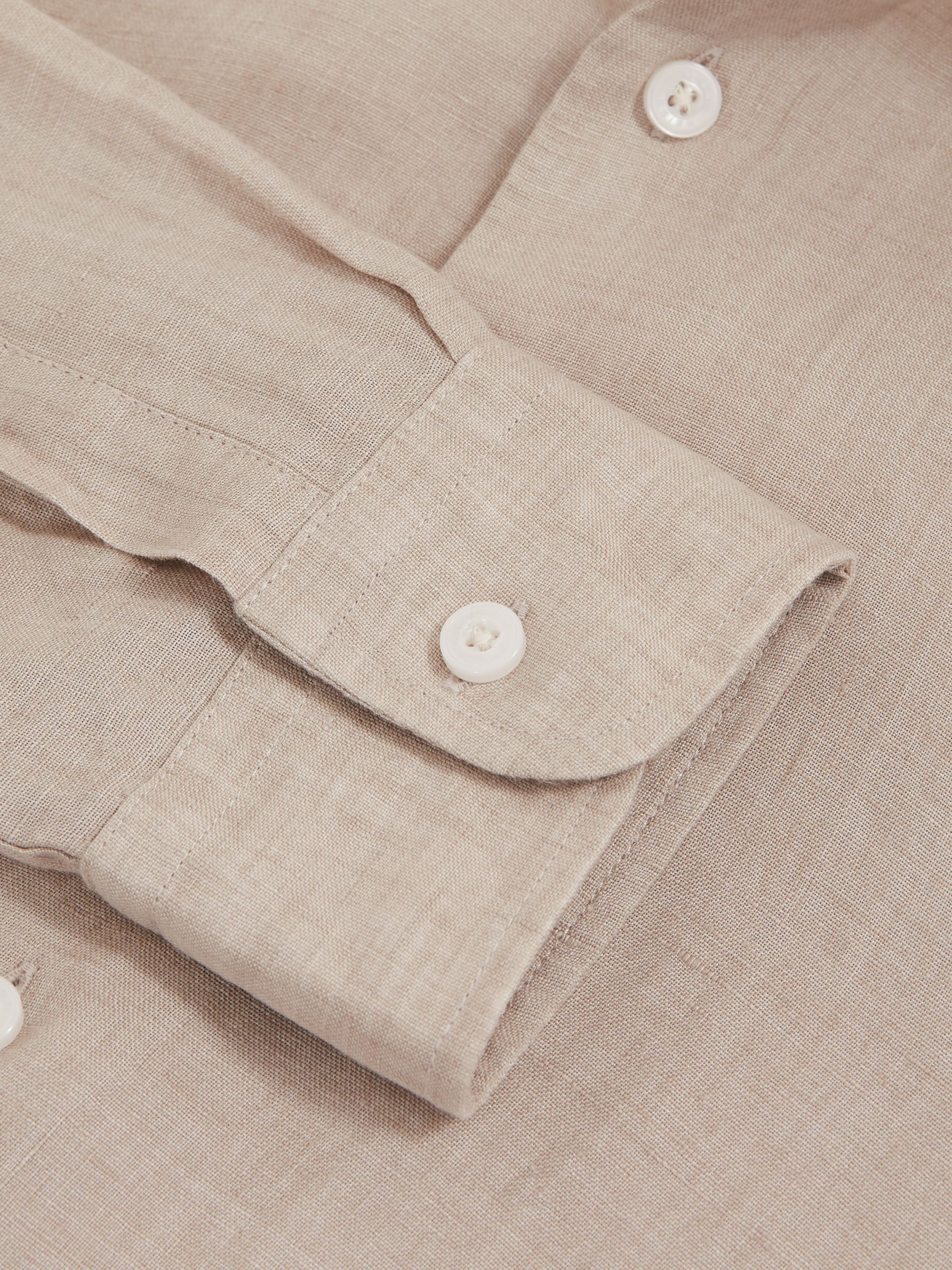 Linen Button-Through Shirt in Mink Brown - Image 6 of 6