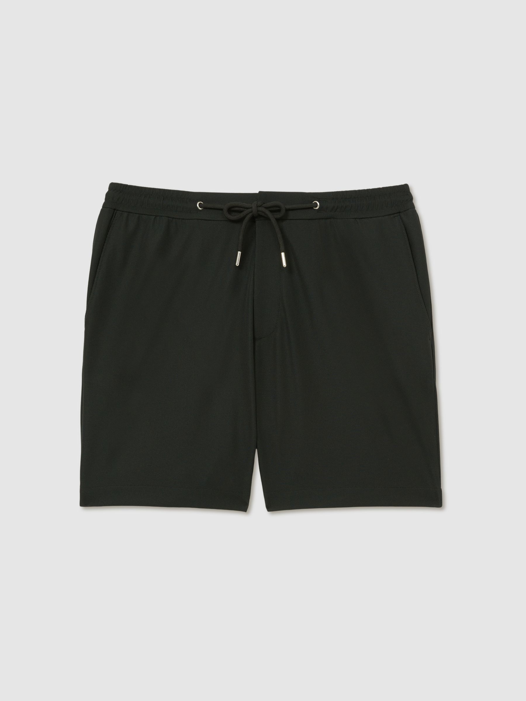 Textured Drawstring Shorts in Dark Green - Image 2 of 6