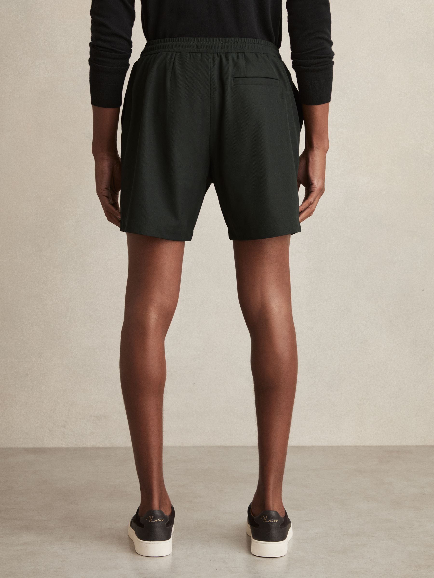 Textured Drawstring Shorts in Dark Green - Image 5 of 6