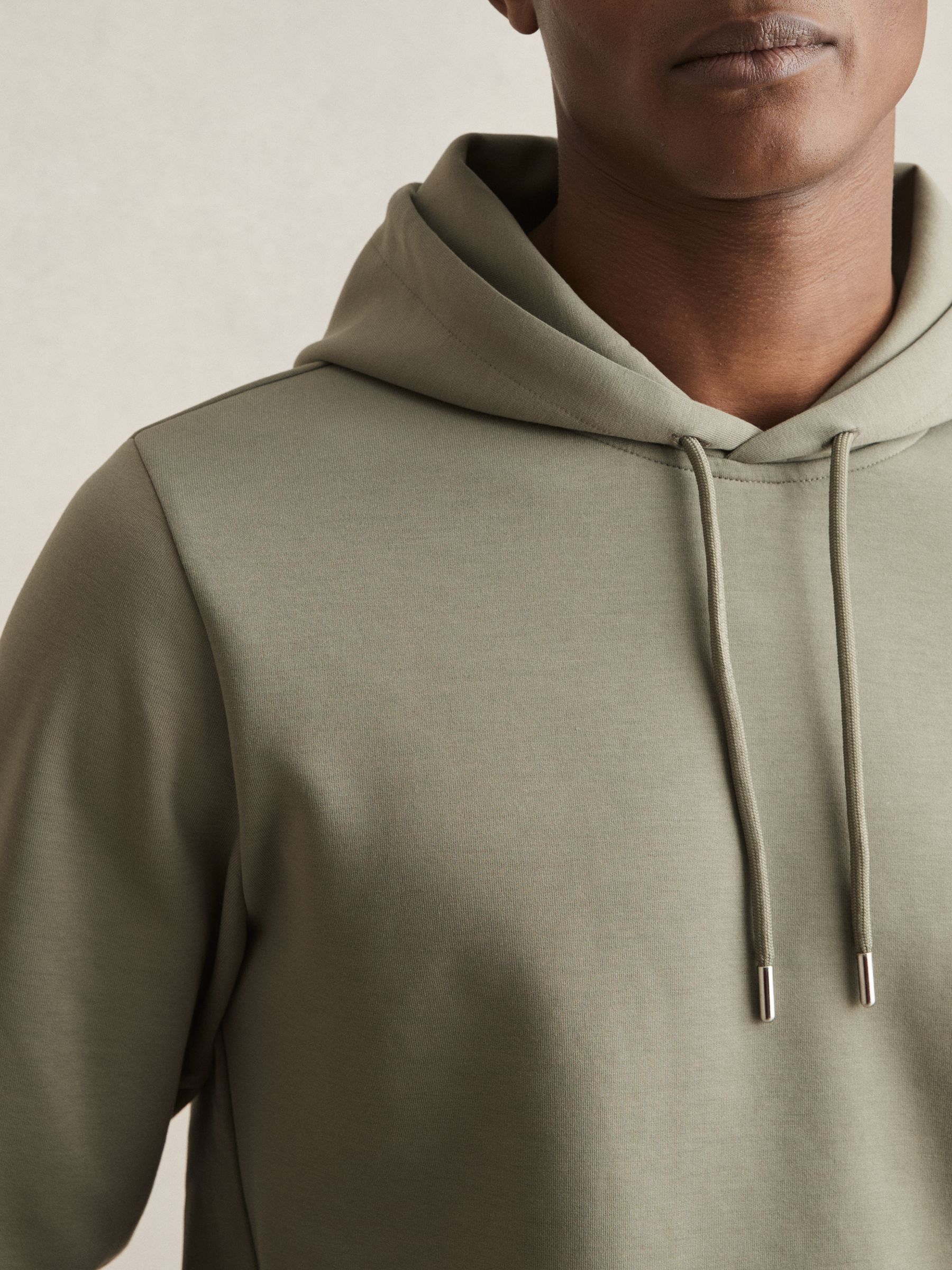 Interlock Jersey Drawstring Hoodie in Sage - Image 4 of 6