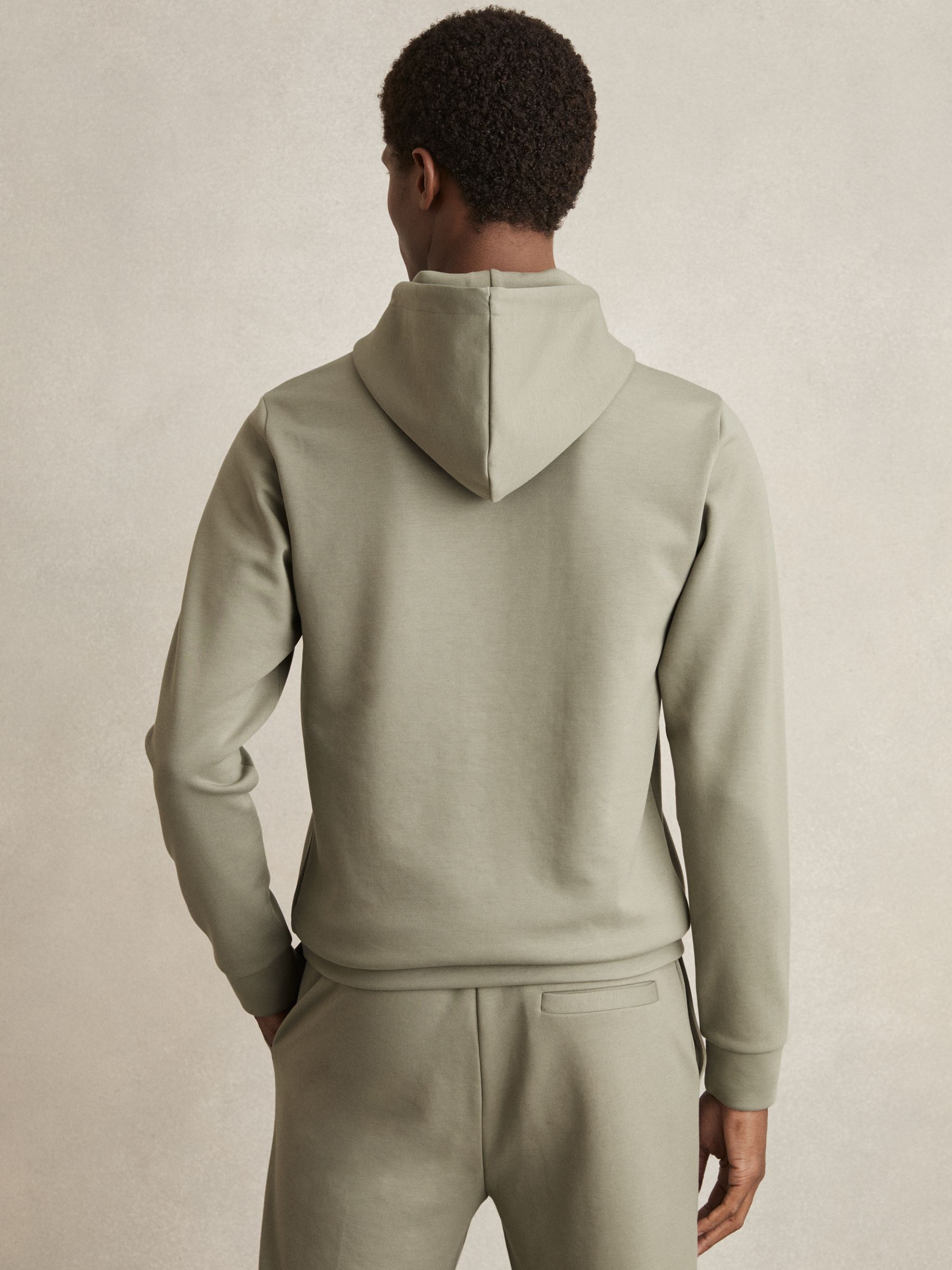 Interlock Jersey Drawstring Hoodie in Sage - Image 5 of 6