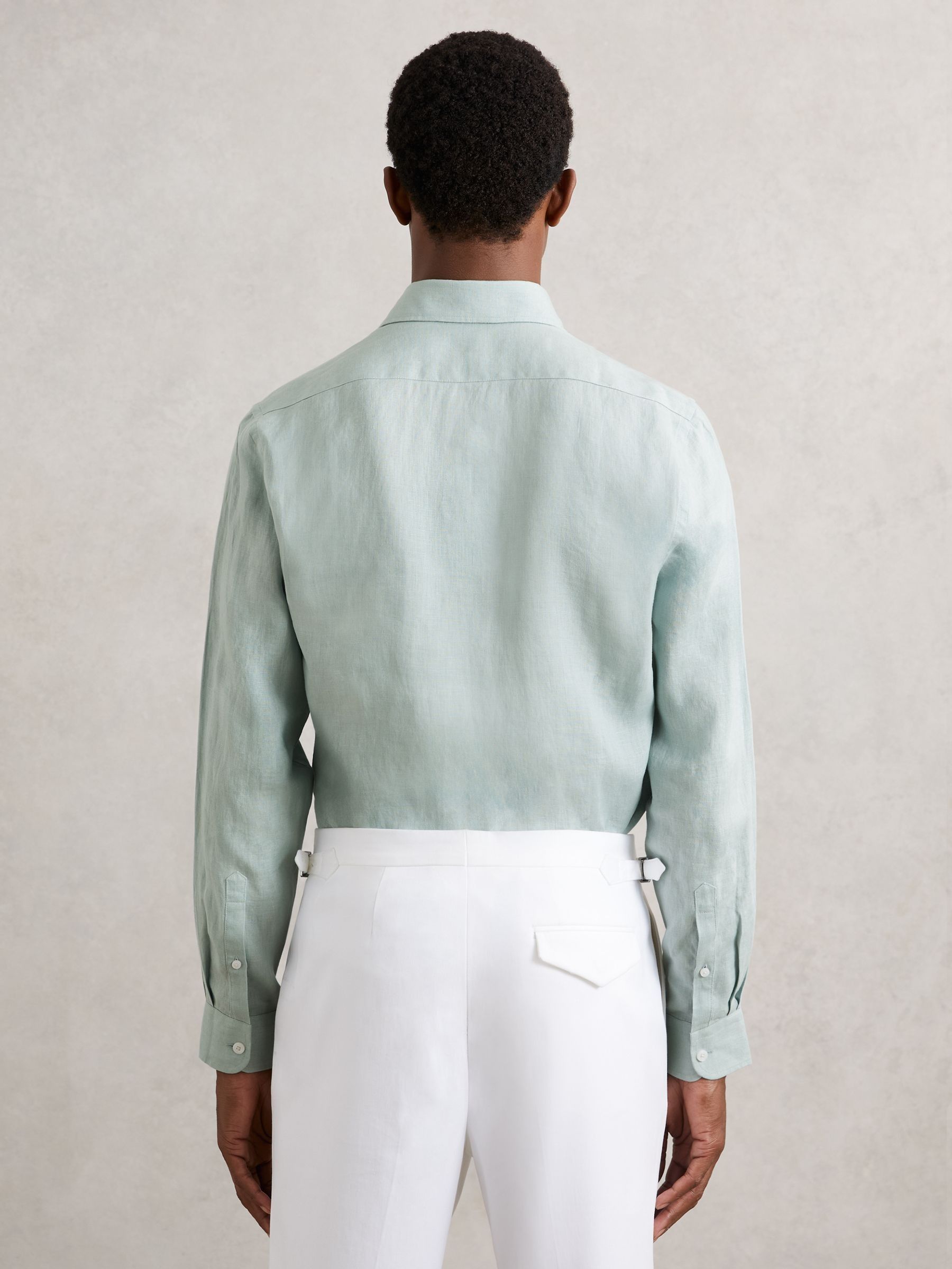 Linen Button-Through Shirt in Ocean Green - image 5