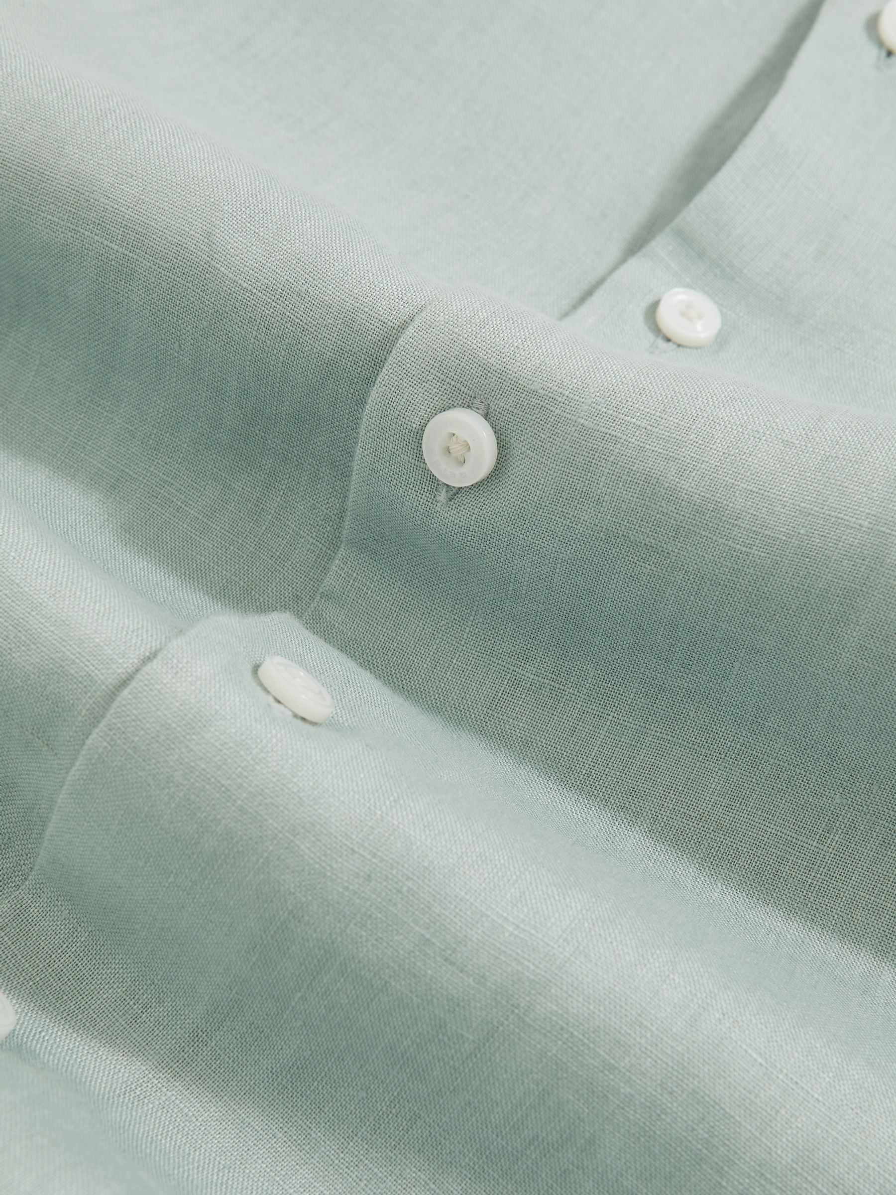 Linen Button-Through Shirt in Ocean Green - image 4