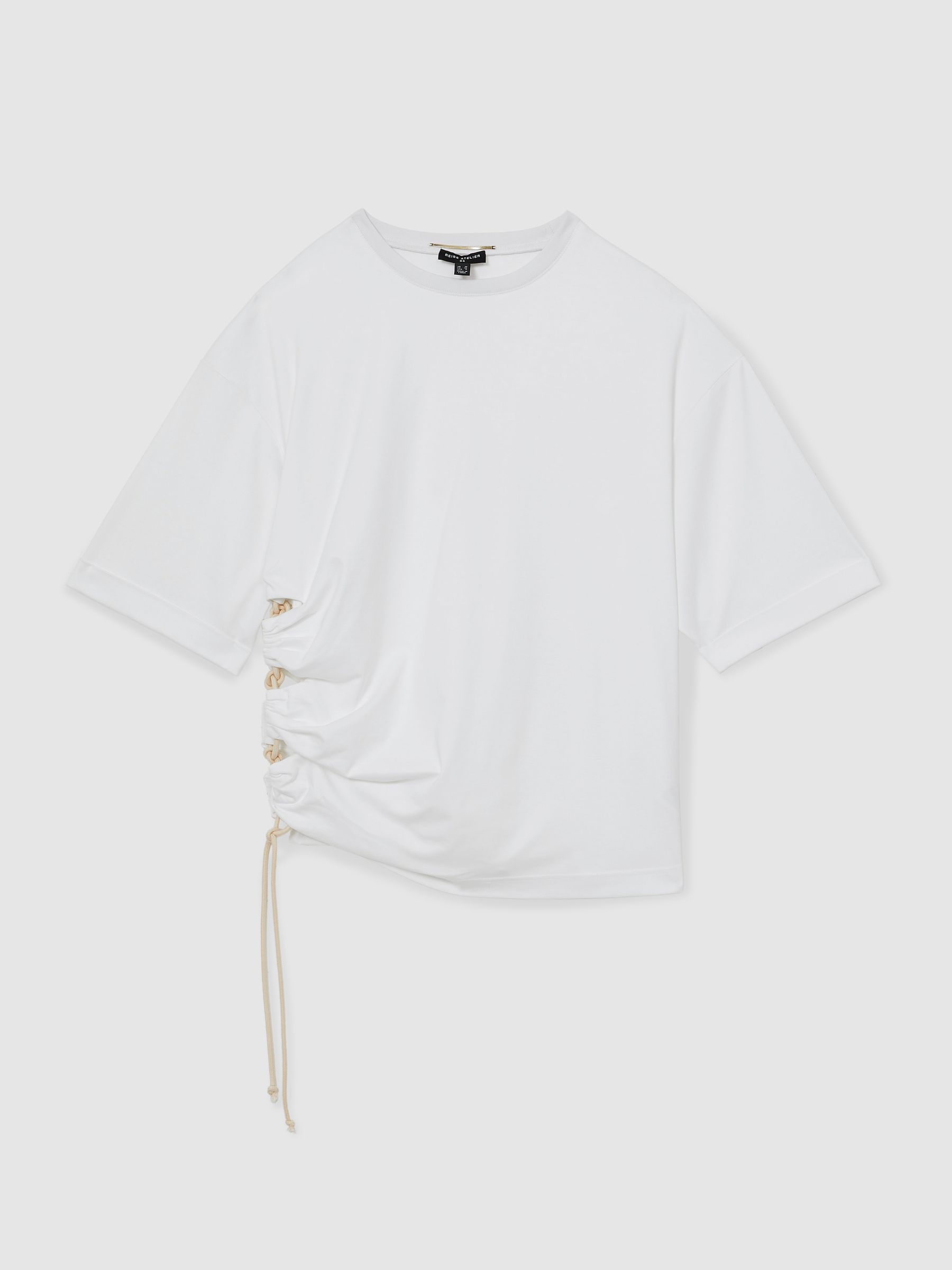 Atelier Cotton Cut-Out Rope-Cord Top in White - Image 2 of 6