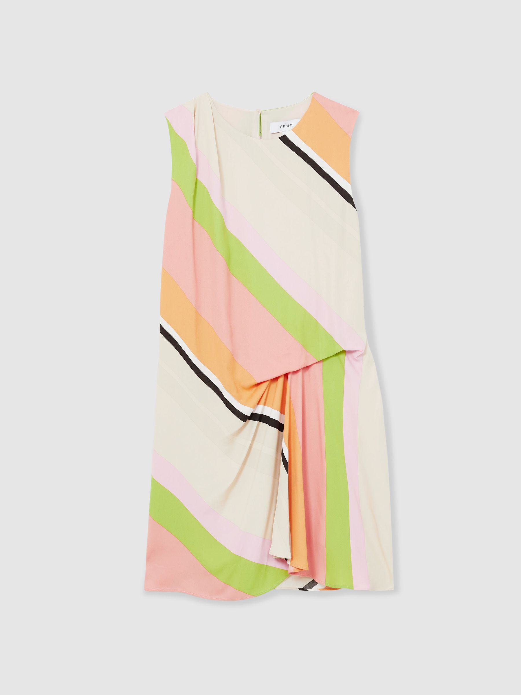 Stripe-Print Tuck Mini Dress in Pink/Green - Image 2 of 5