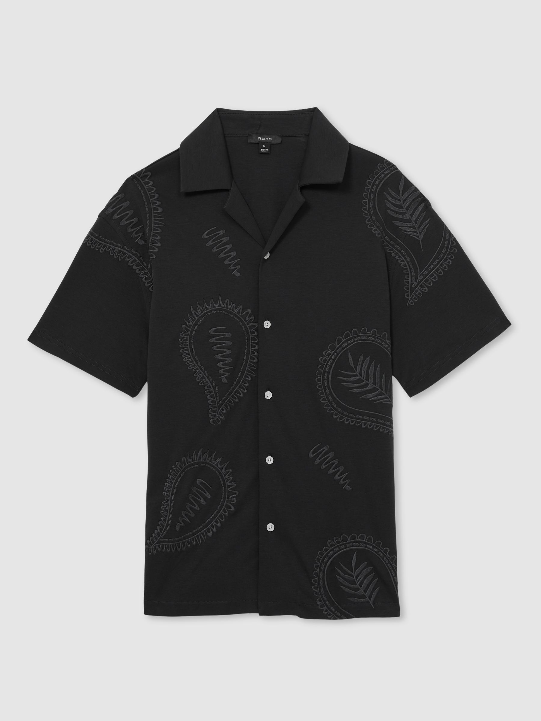 Cotton Paisley-Embroidered Shirt in Black - Image 2 of 6