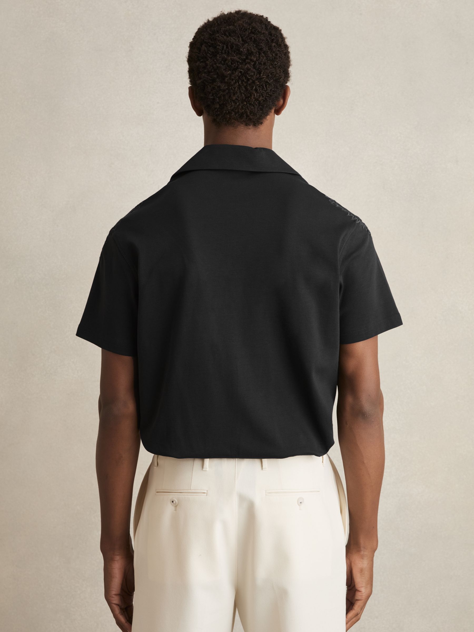Cotton Paisley-Embroidered Shirt in Black - Image 5 of 6