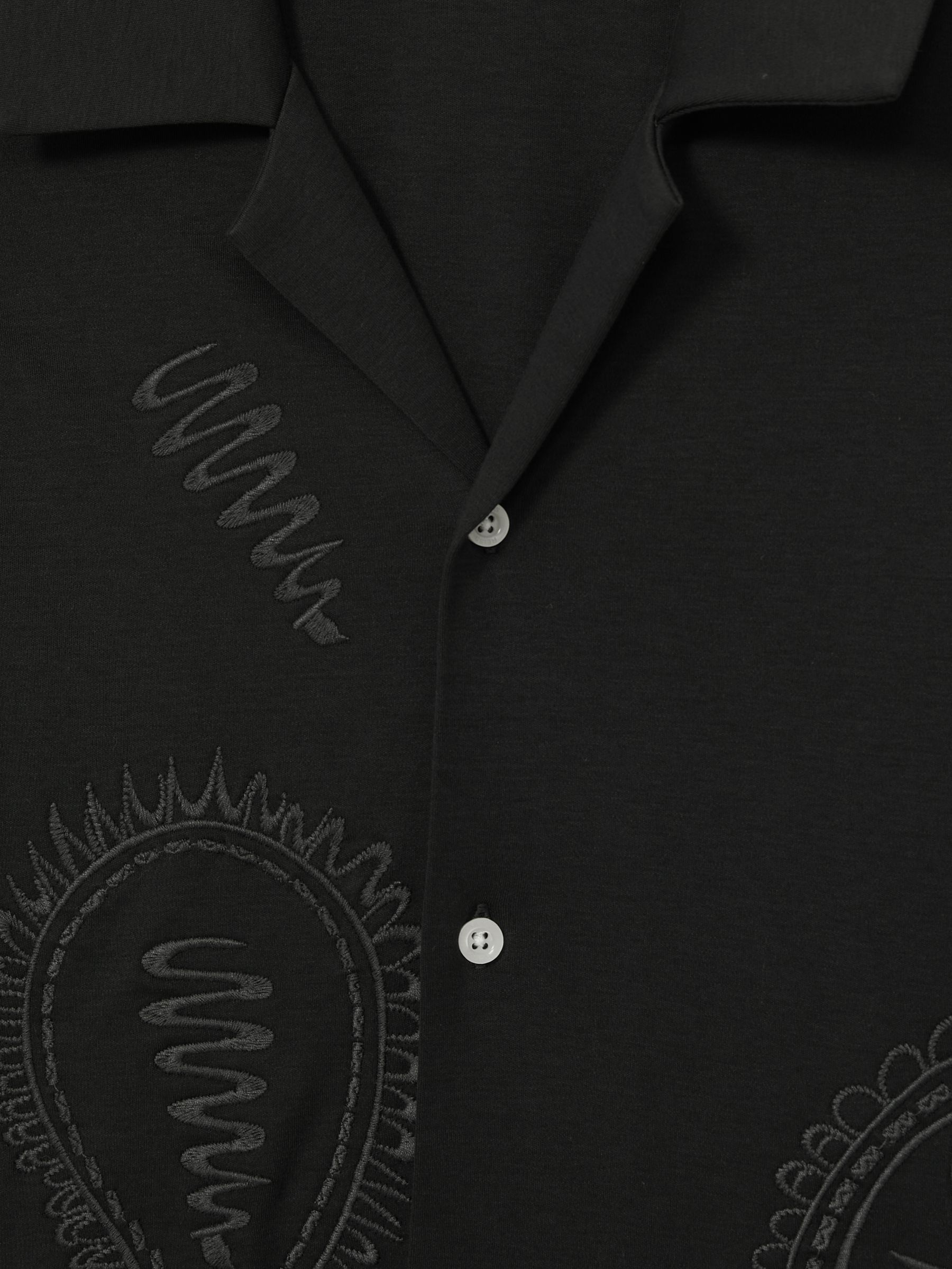 Cotton Paisley-Embroidered Shirt in Black - Image 6 of 6