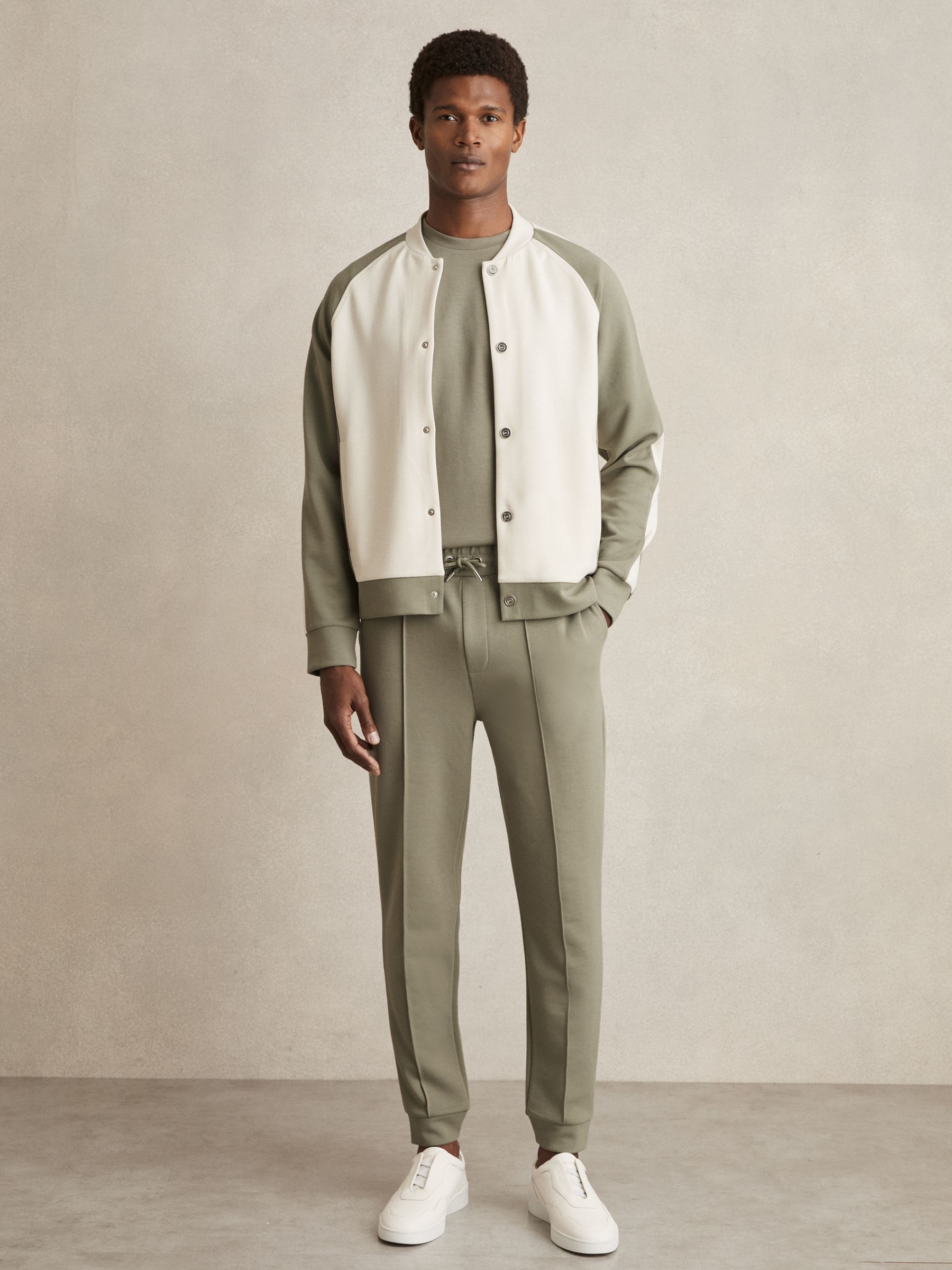 Drawstring Jersey Joggers in Sage - Image 1 of 6