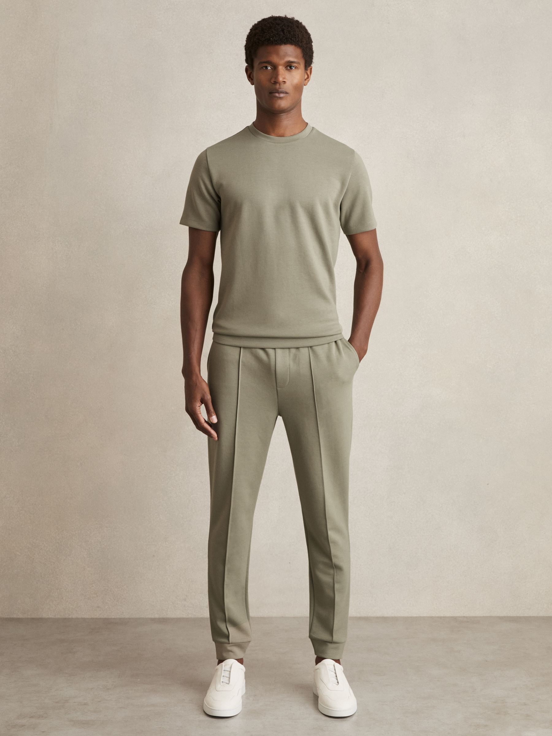 Interlock Jersey Crew Neck T-Shirt in Sage - Image 1 of 6