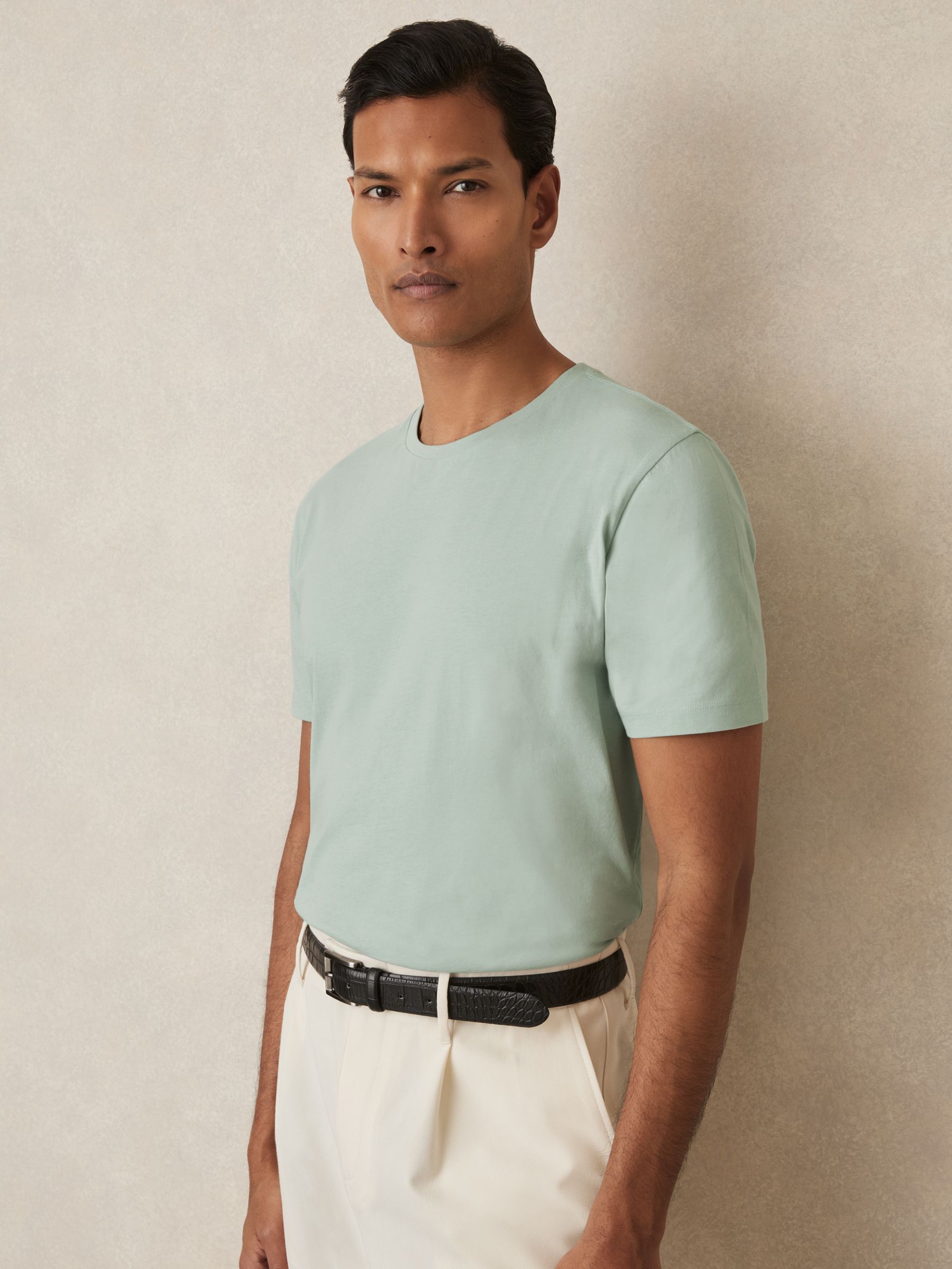 Crew Neck T-Shirt in Mint Green - Image 3 of 6