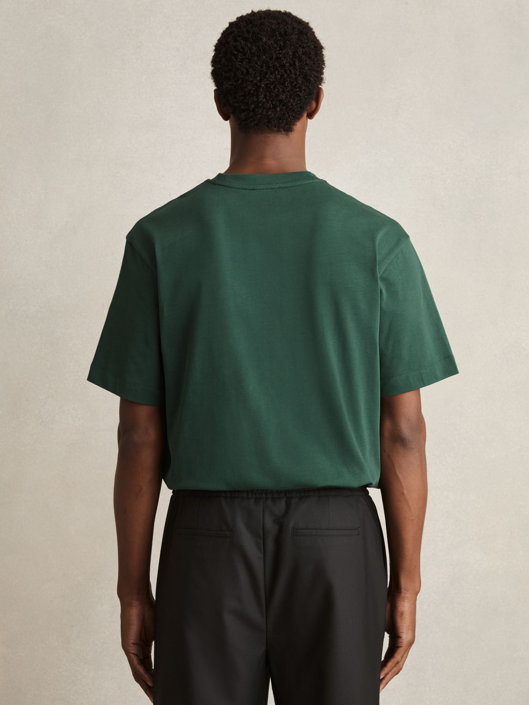 Cotton Garment-Dyed Oversized T-Shirt in Green - Image 5 of 6