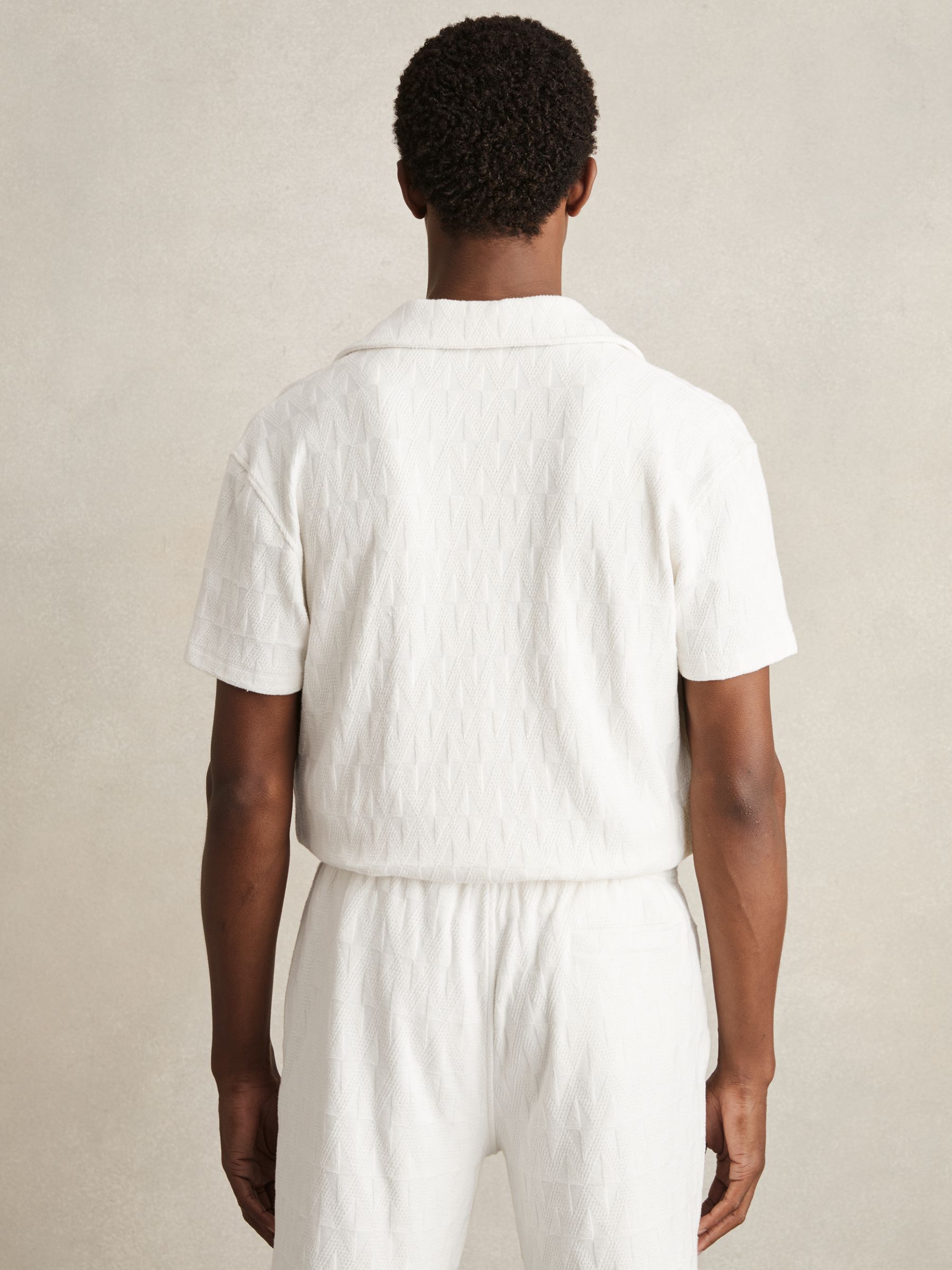 Cotton Textured Cuban-Collar Shirt in Off White - Image 5 of 6
