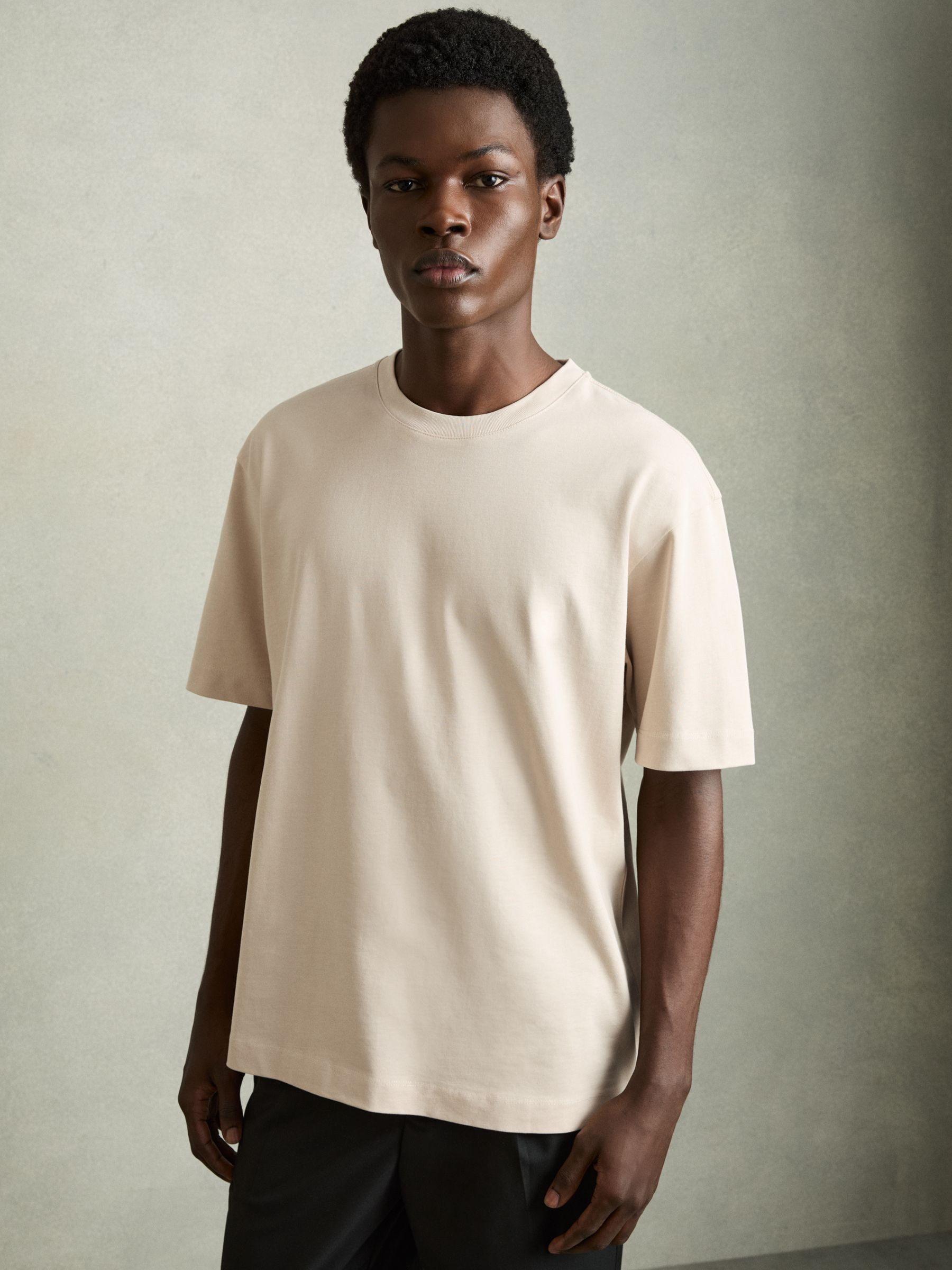 Cotton Garment-Dyed Oversized T-Shirt in Bisque Stone - Image 1 of 7
