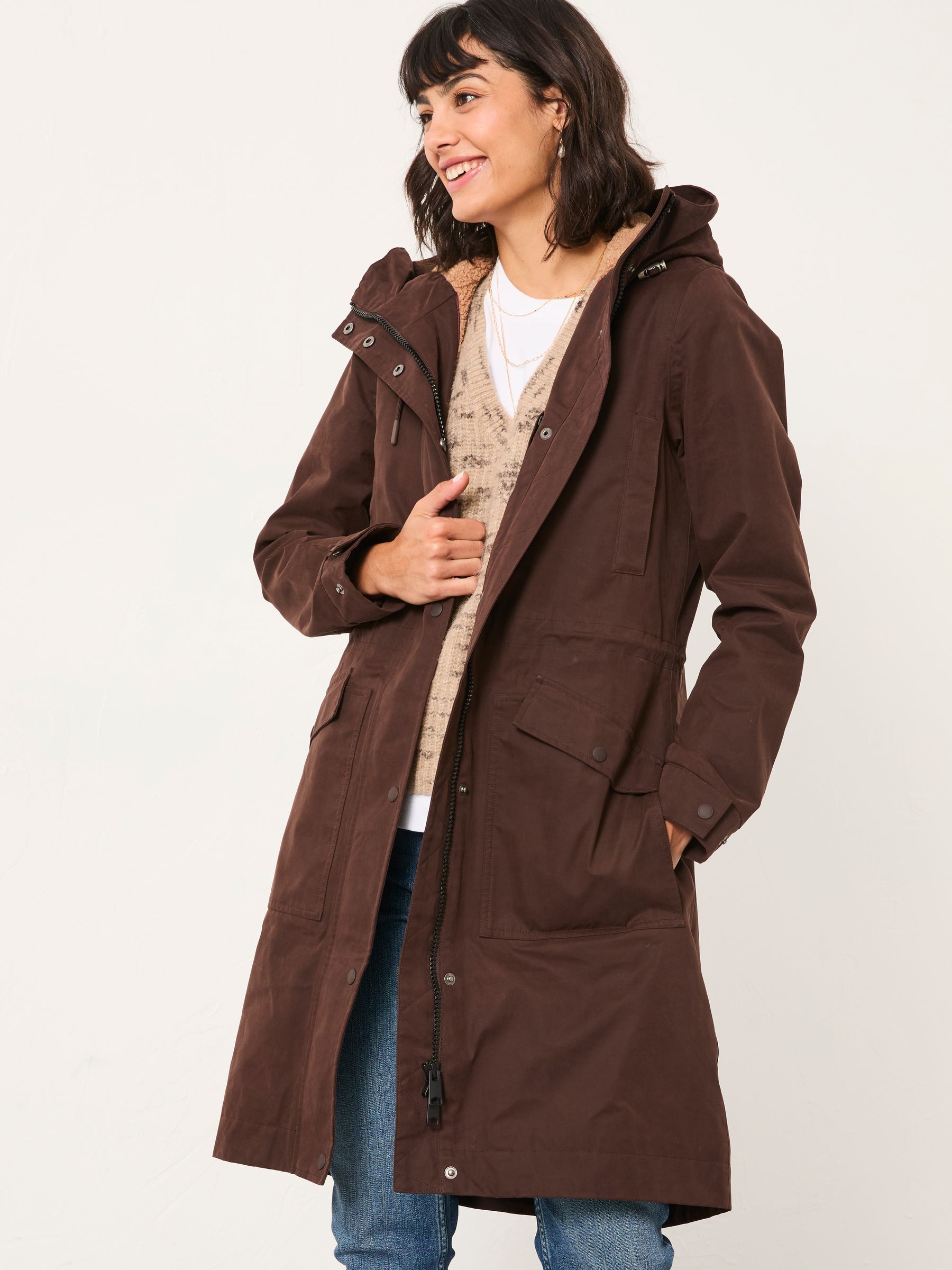 Taylor Chocolate Brown Waterproof Coat - Image 1 of 5