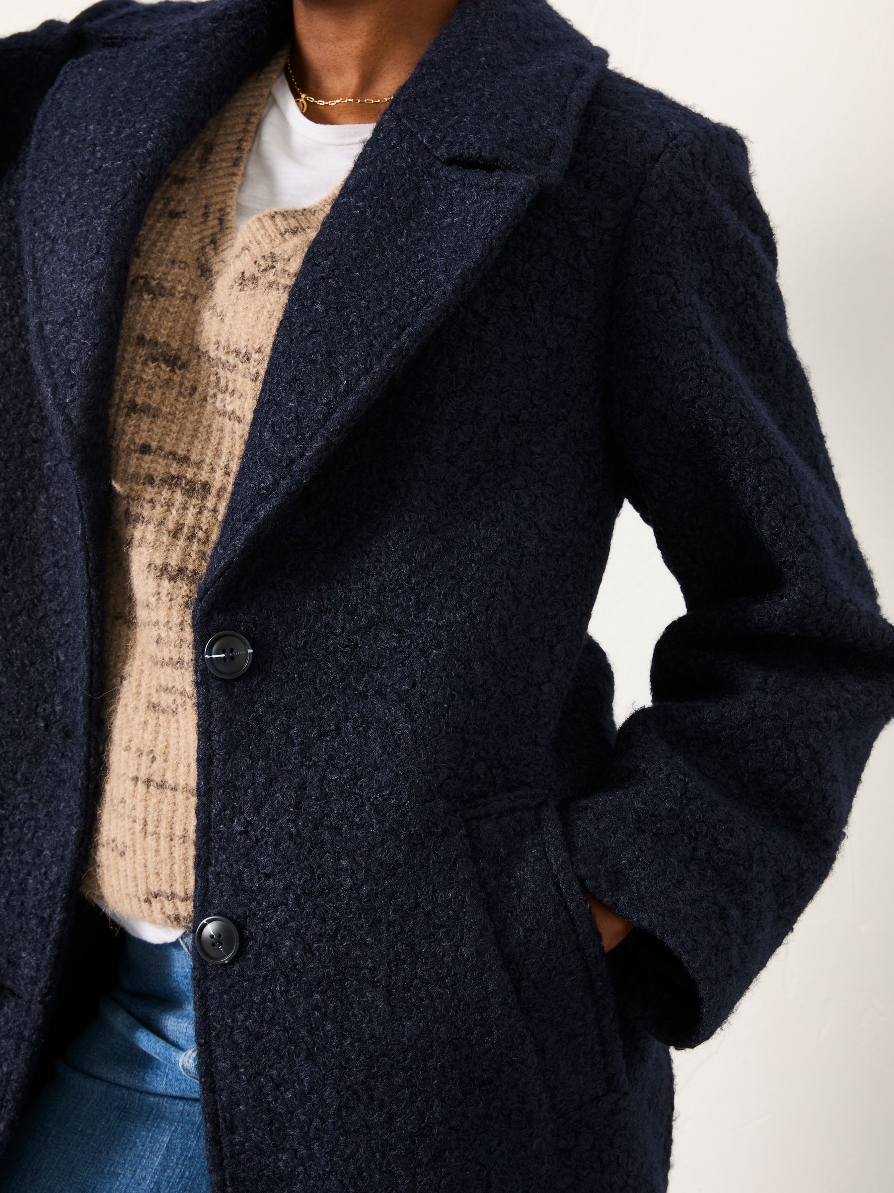 Fern Navy Boucle Coat - Image 5 of 6