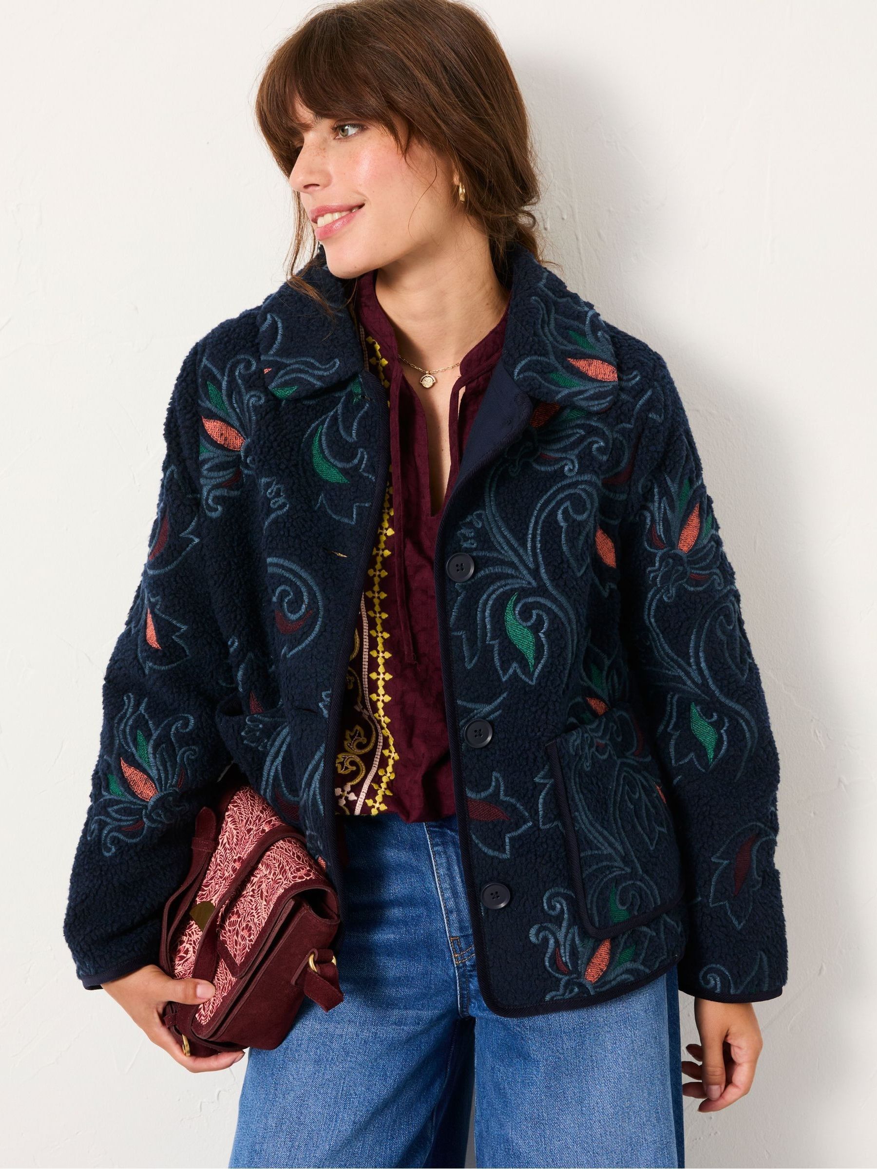 Navy Garratt Embroidered Borg Fleece - Image 1 of 5