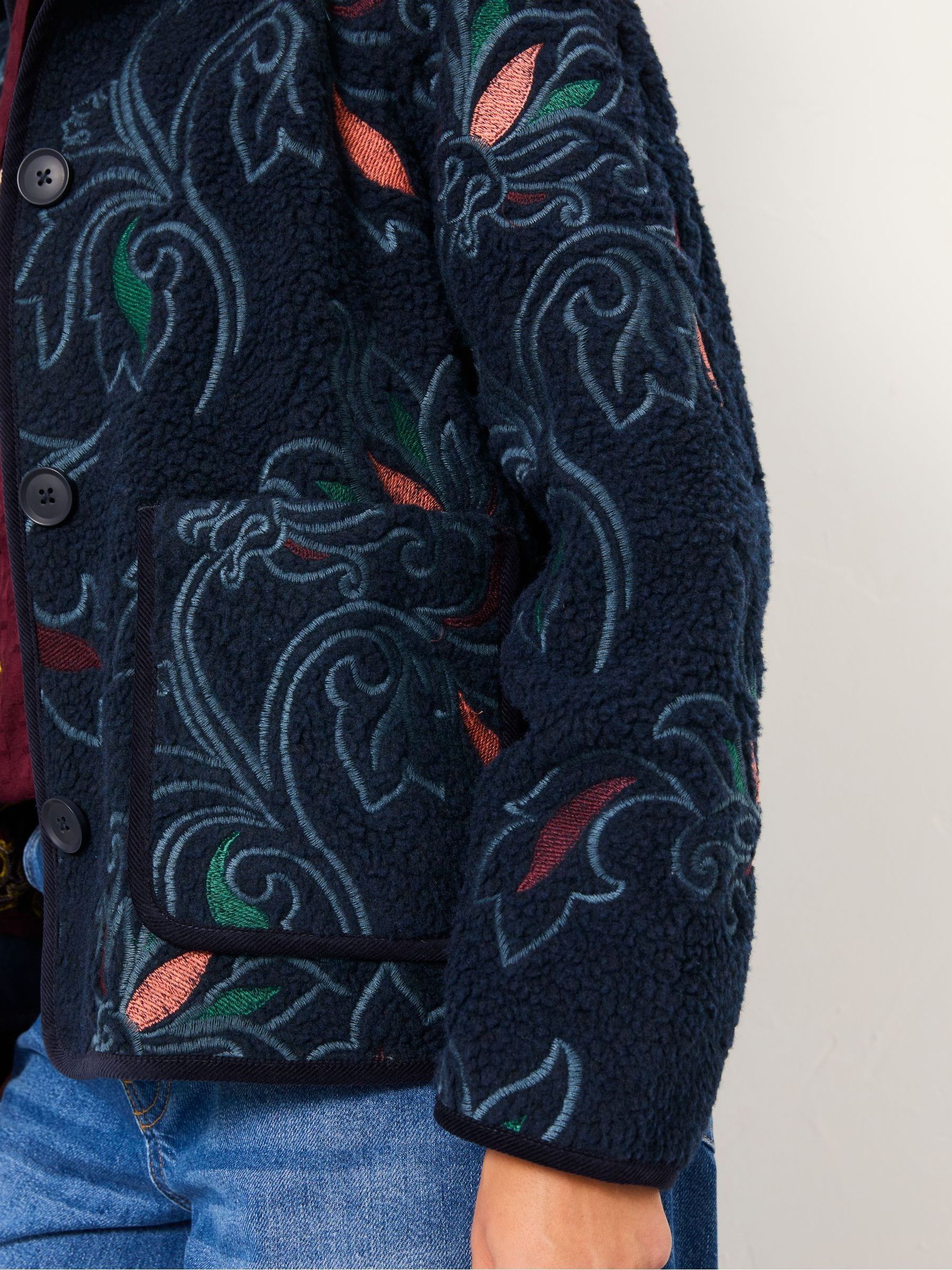 Navy Garratt Embroidered Borg Fleece - Image 3 of 5
