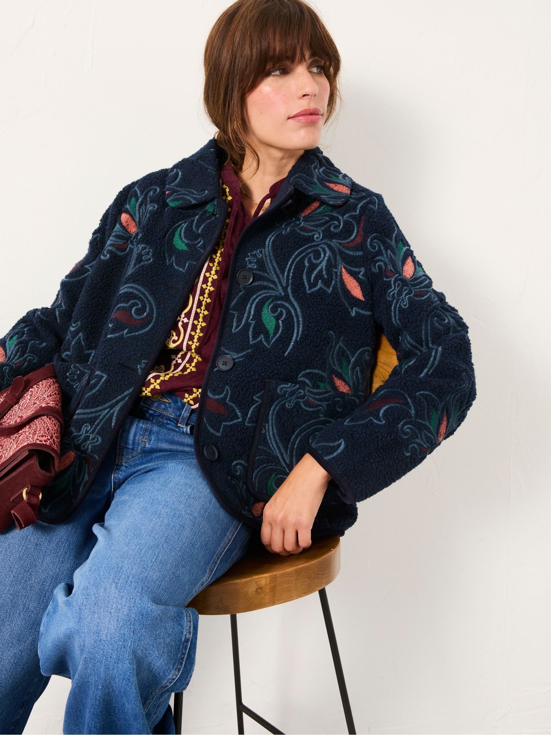 Navy Garratt Embroidered Borg Fleece - Image 4 of 5
