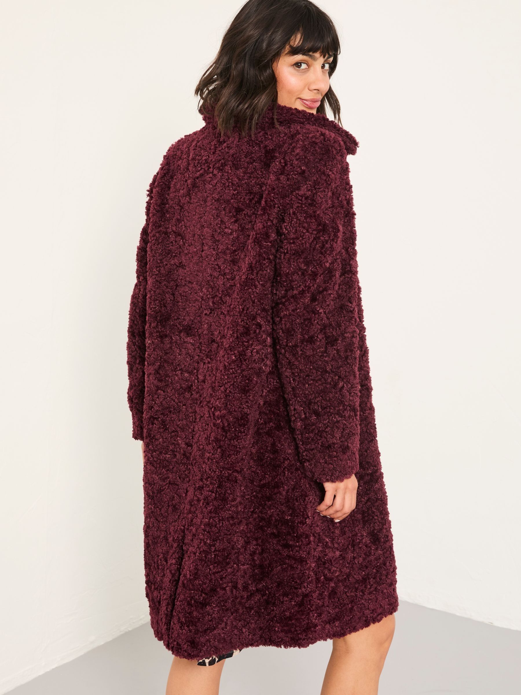 Bianca Plum Purple Longline Teddy Coat - Image 2 of 5