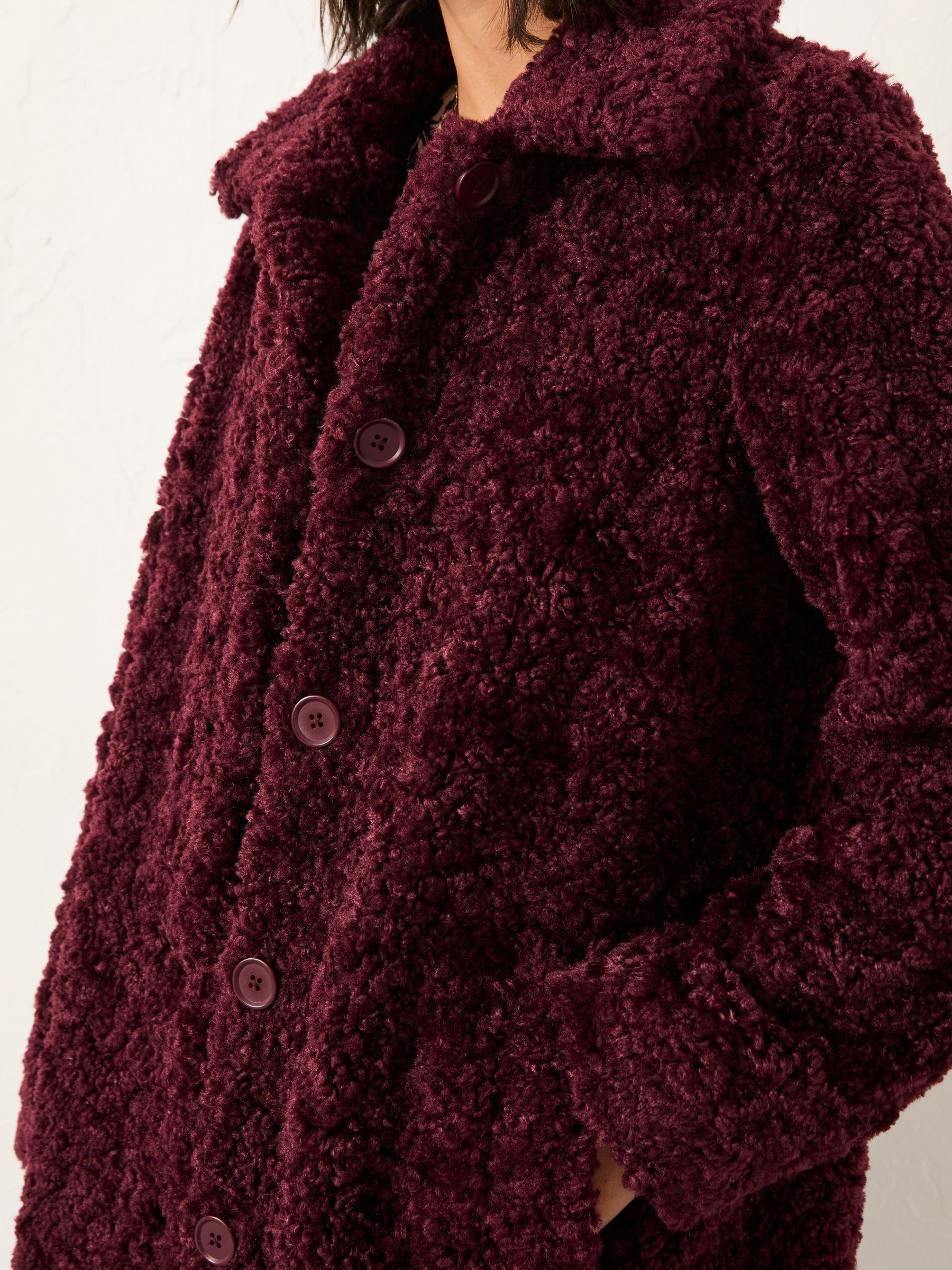 Bianca Plum Purple Longline Teddy Coat - Image 4 of 5