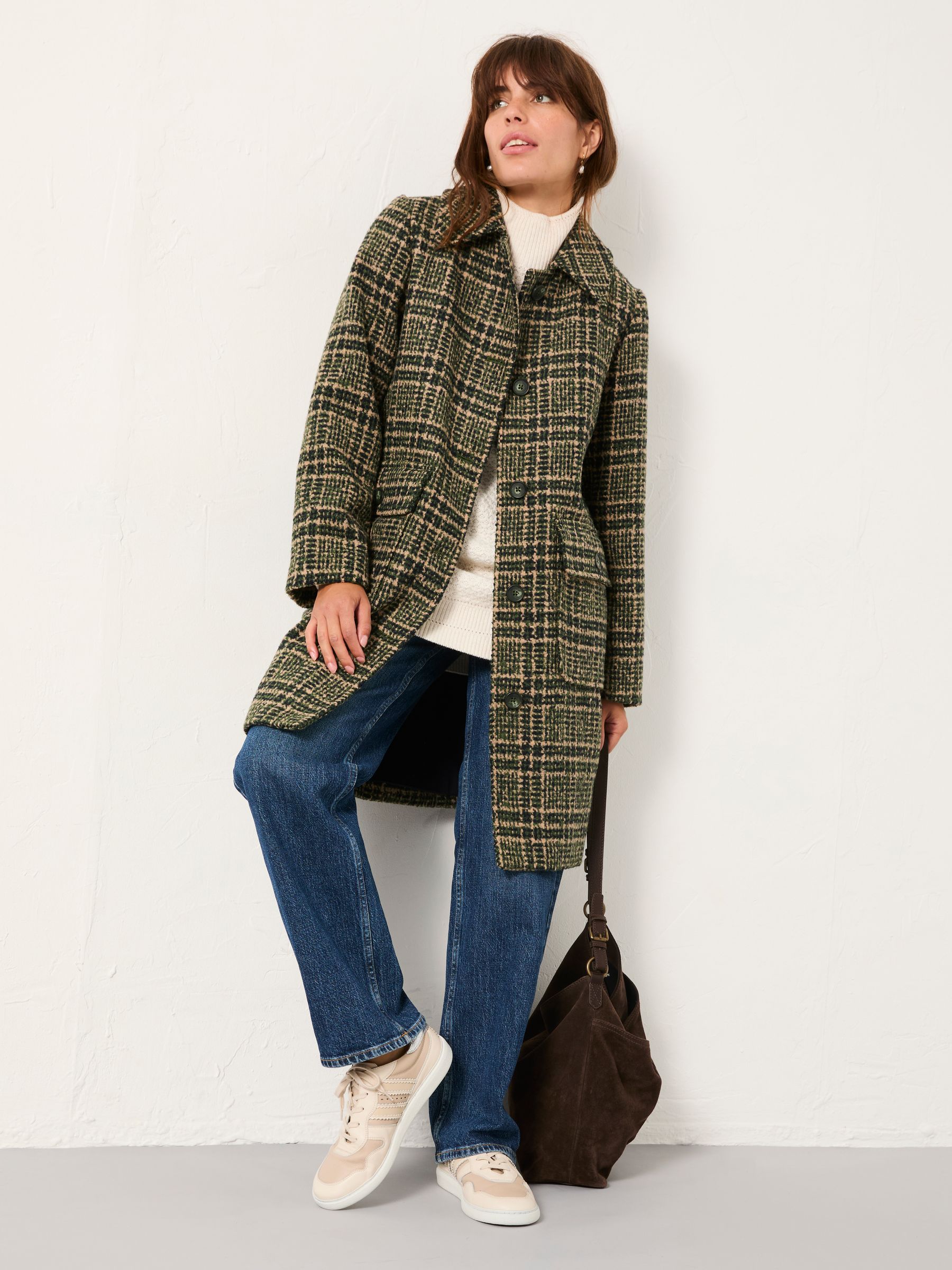 Jade Green Check Coat | FatFace USA