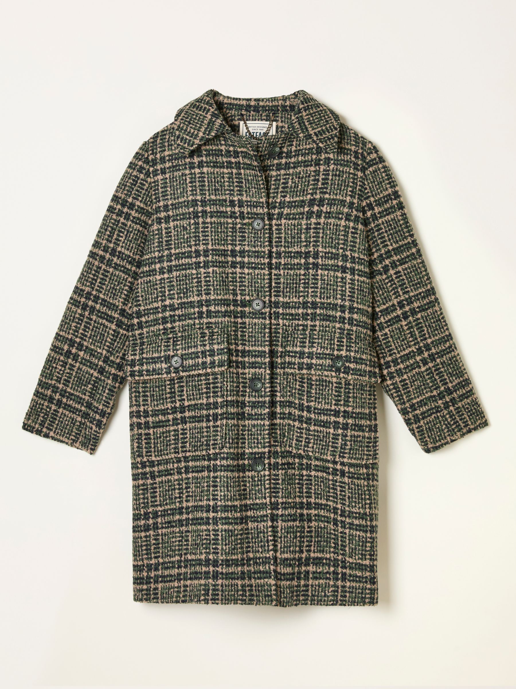 Jade Green Check Coat | FatFace USA