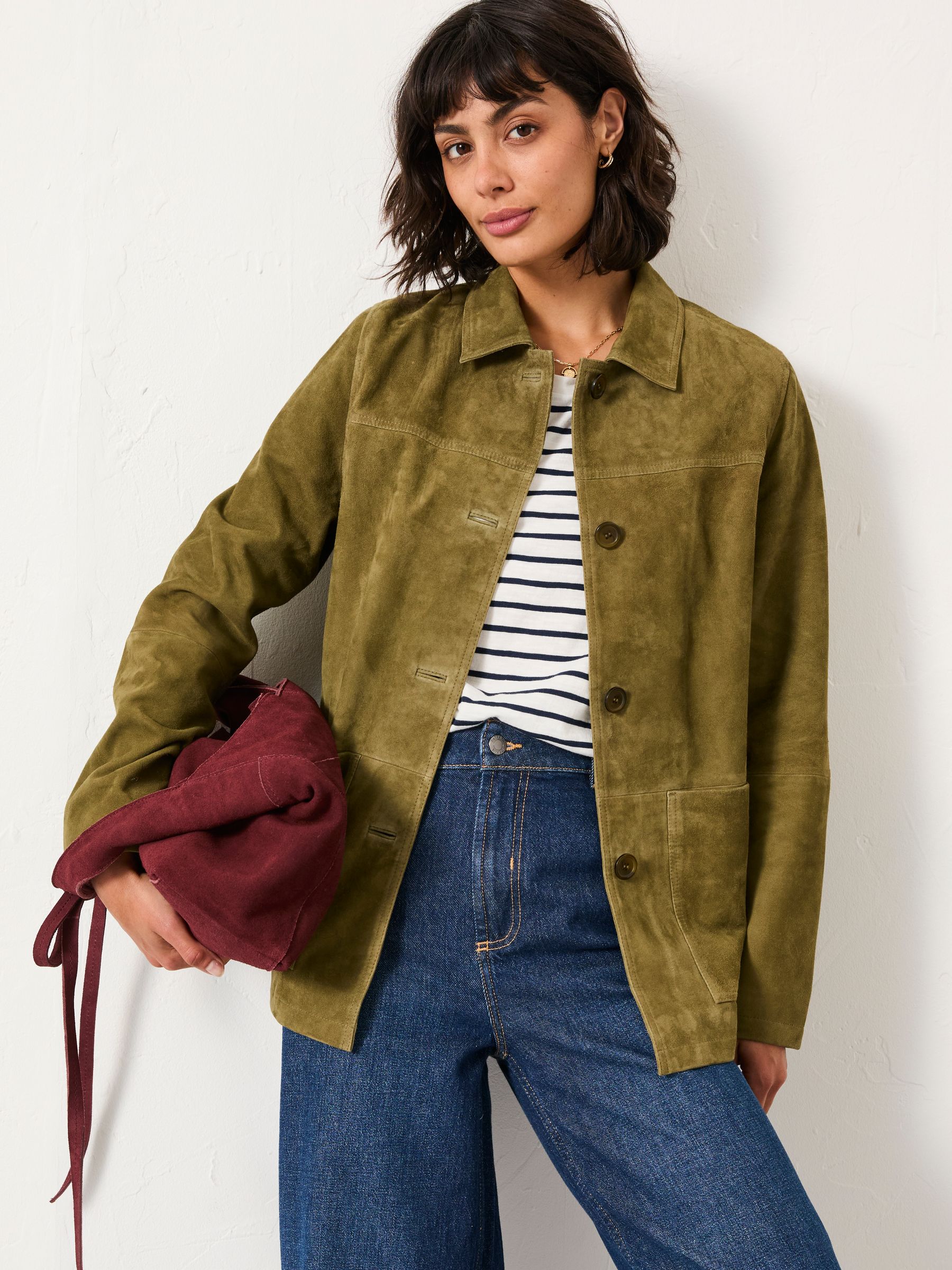 Erin Olive Green Suede Jacket - Image 2 of 7