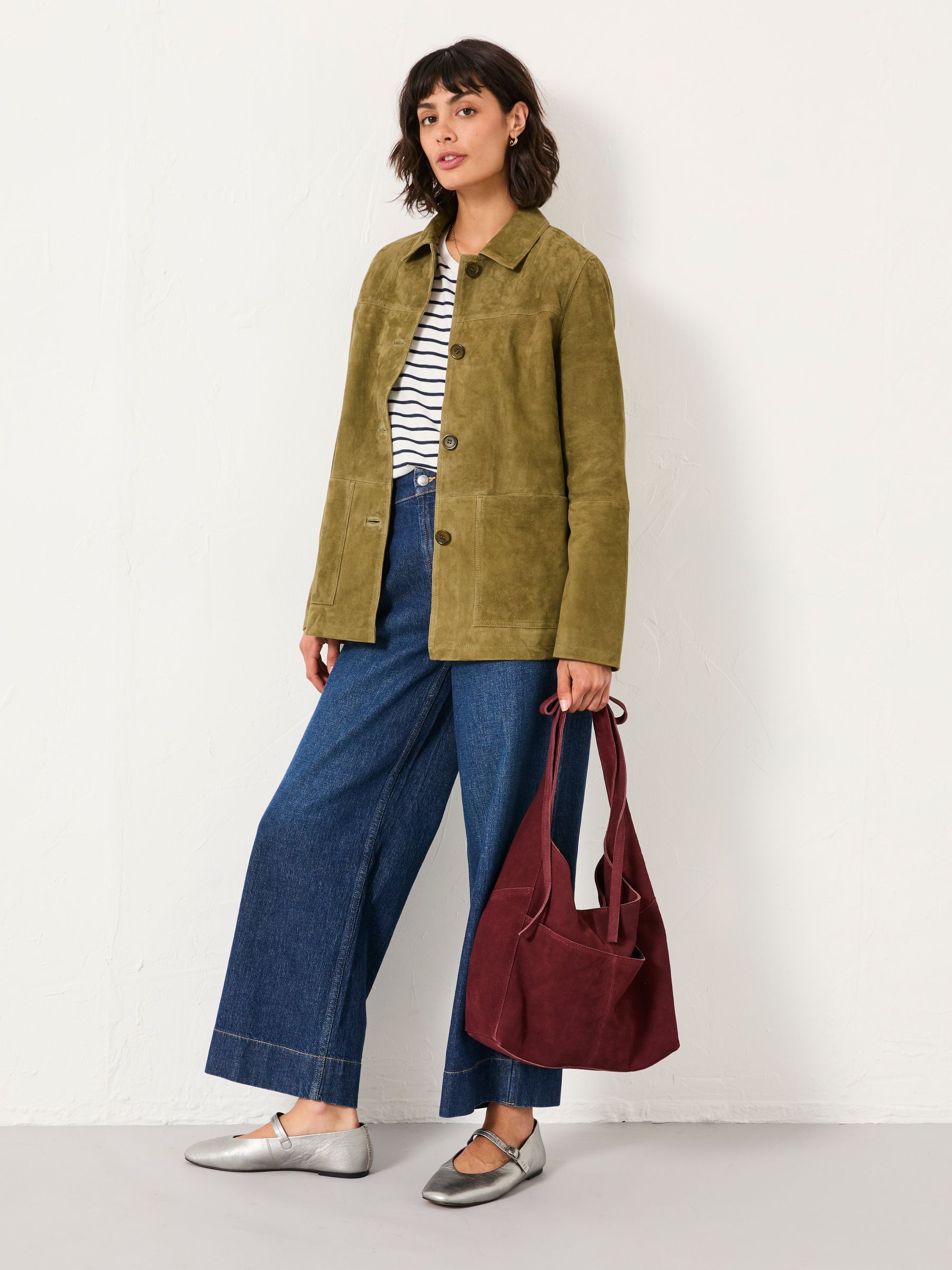 Erin Olive Green Suede Jacket - Image 4 of 7