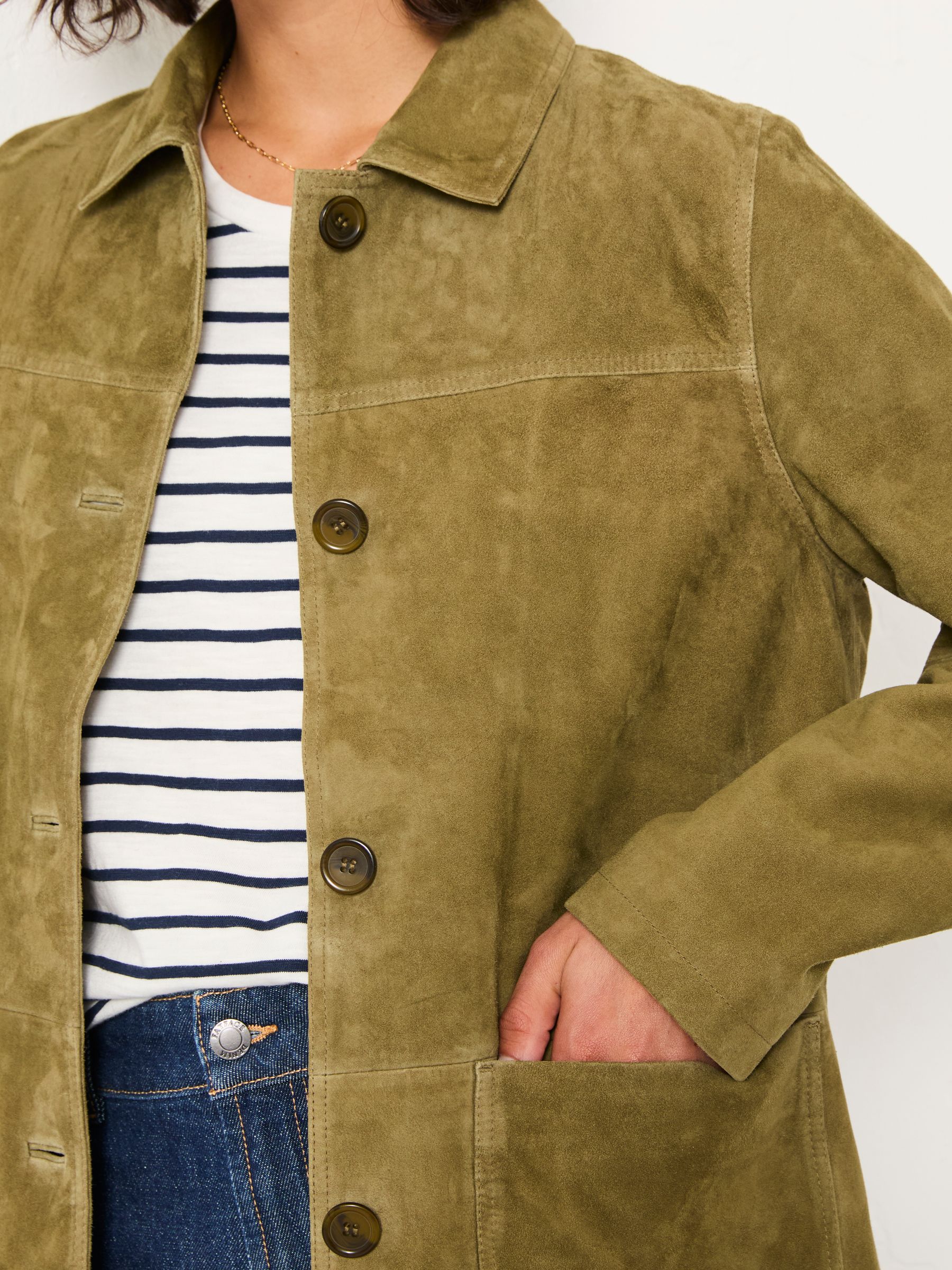 Erin Olive Green Suede Jacket - Image 5 of 7