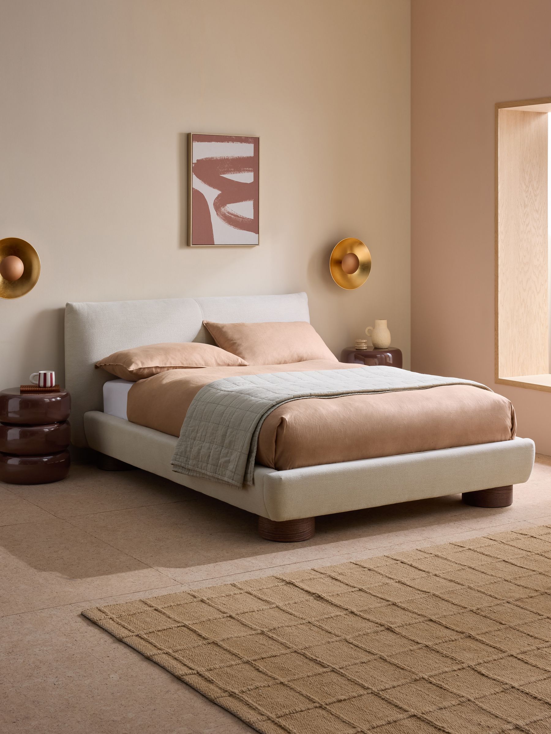 Jude Bed in Soft Textured Weave Linen Natural - Image 1 of 3