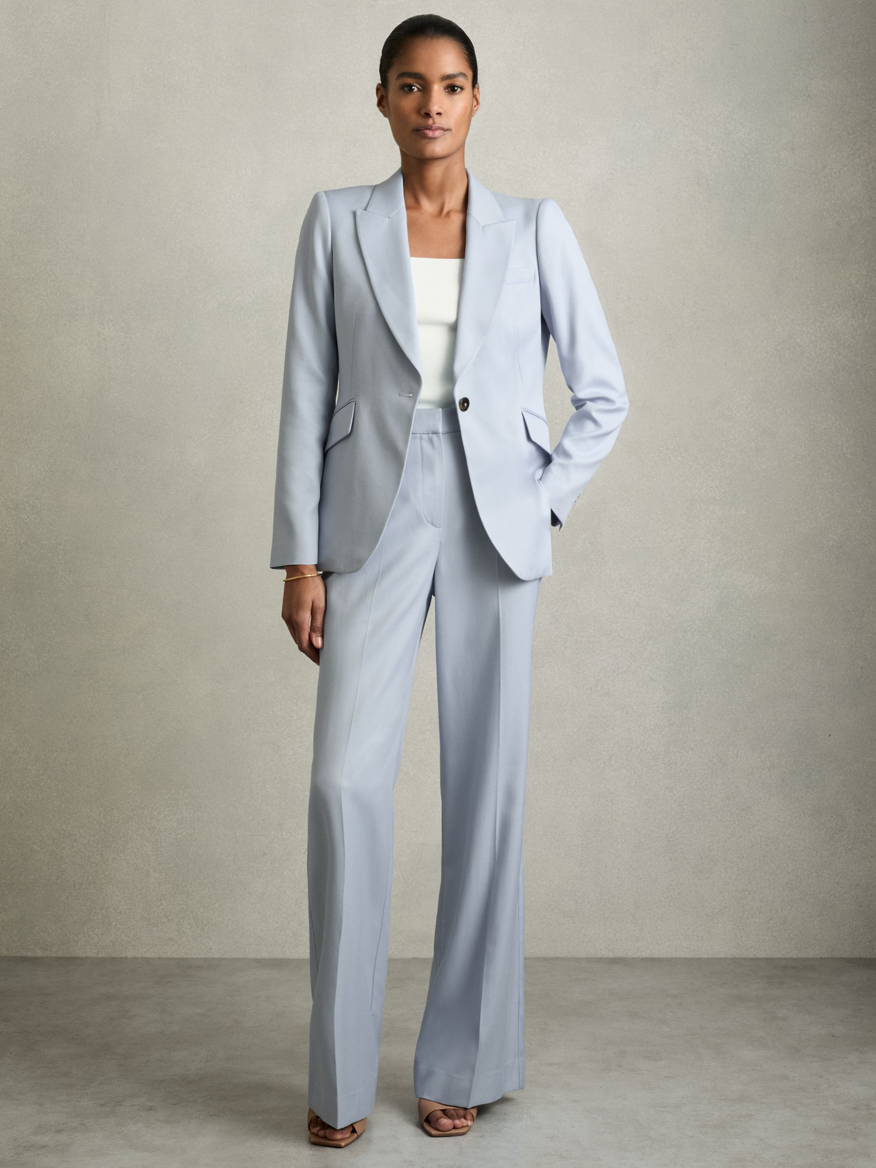 Petite Wide-Leg Tailored Trousers in Blue - Image 3 of 7