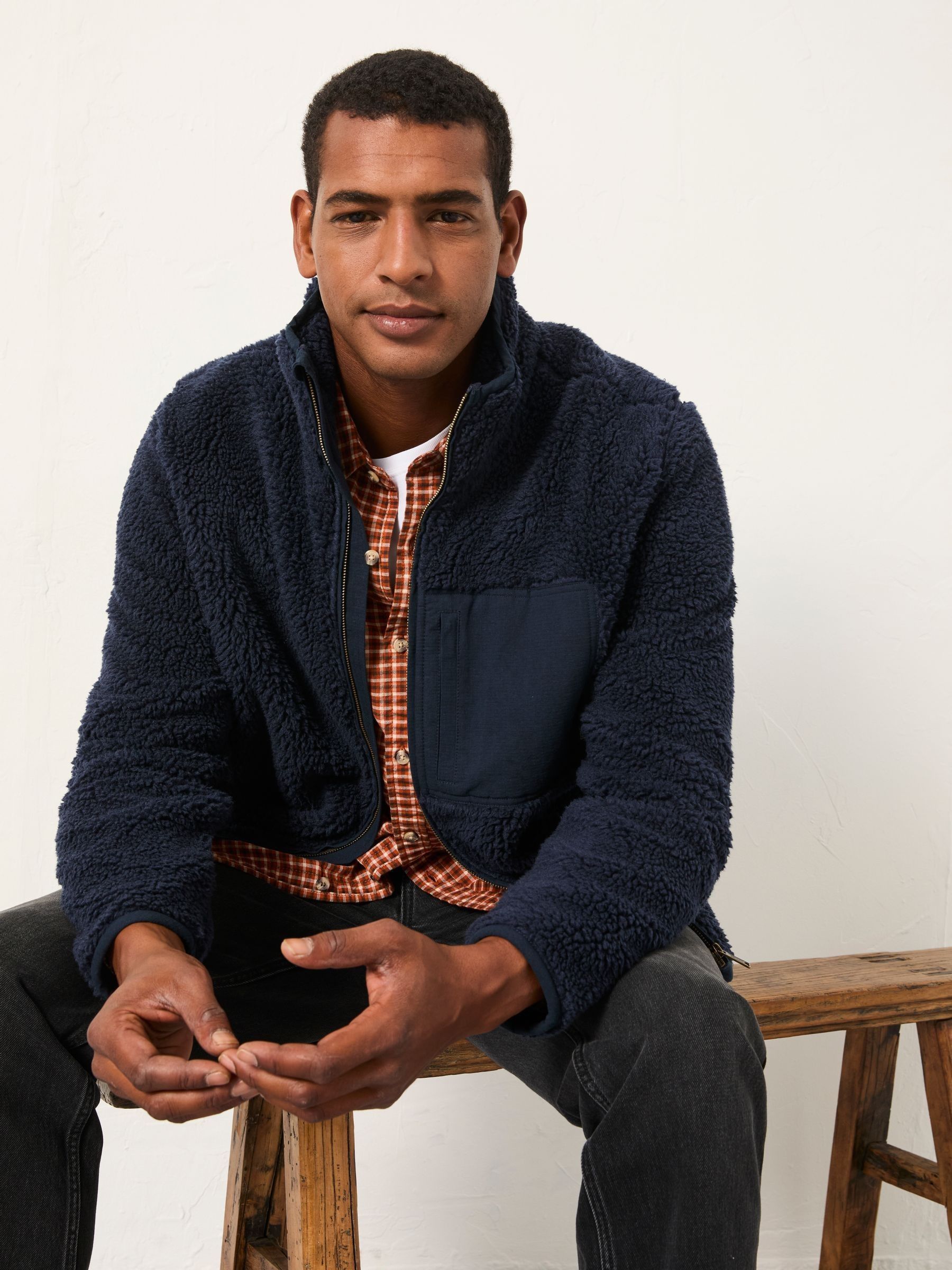 Navy Plain Fleece Zip Through | FatFace USA