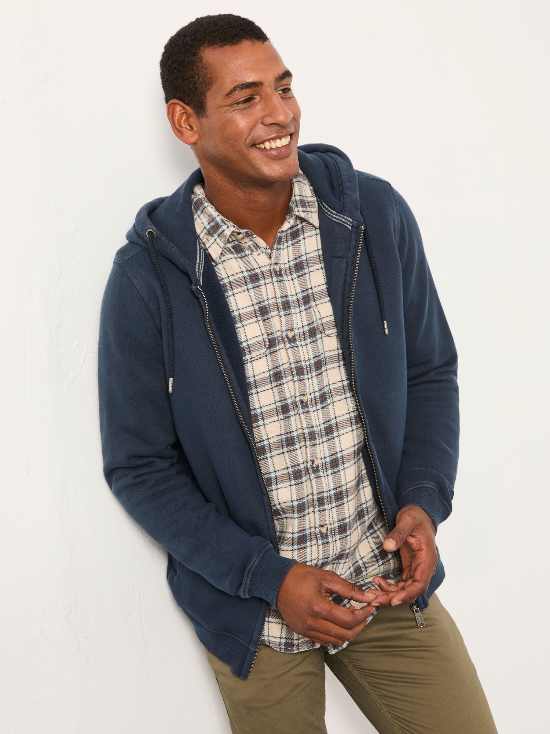 Brooke Navy Zip Through Hoodie | FatFace
