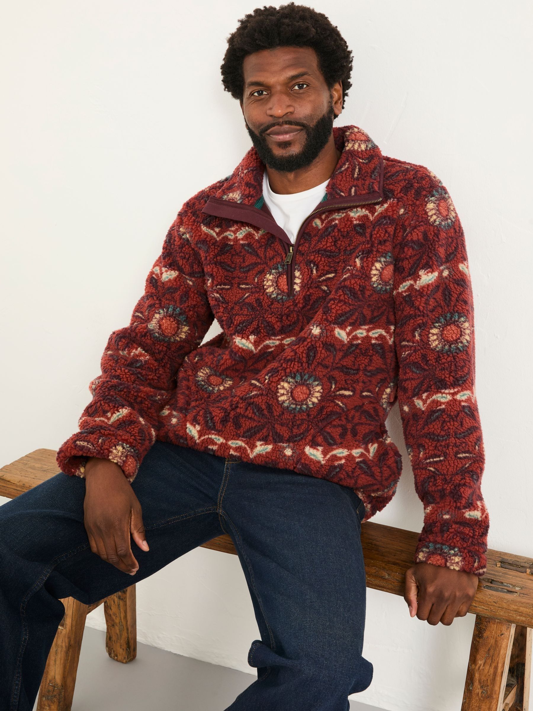 Terracotta Willow Printed Half Neck Fleece - Image 5 of 6
