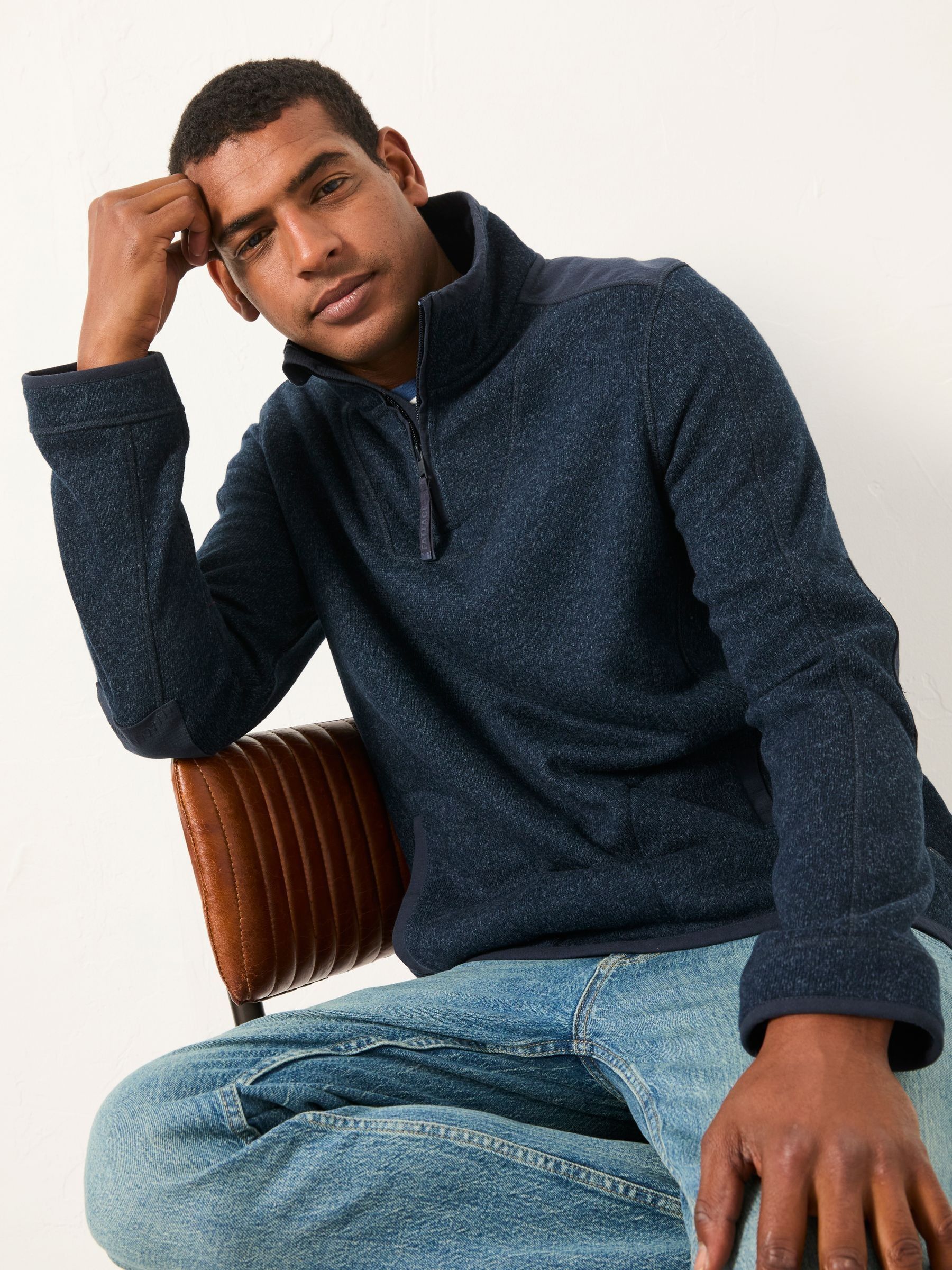 Haxby Navy Half Zip Sweat | FatFace