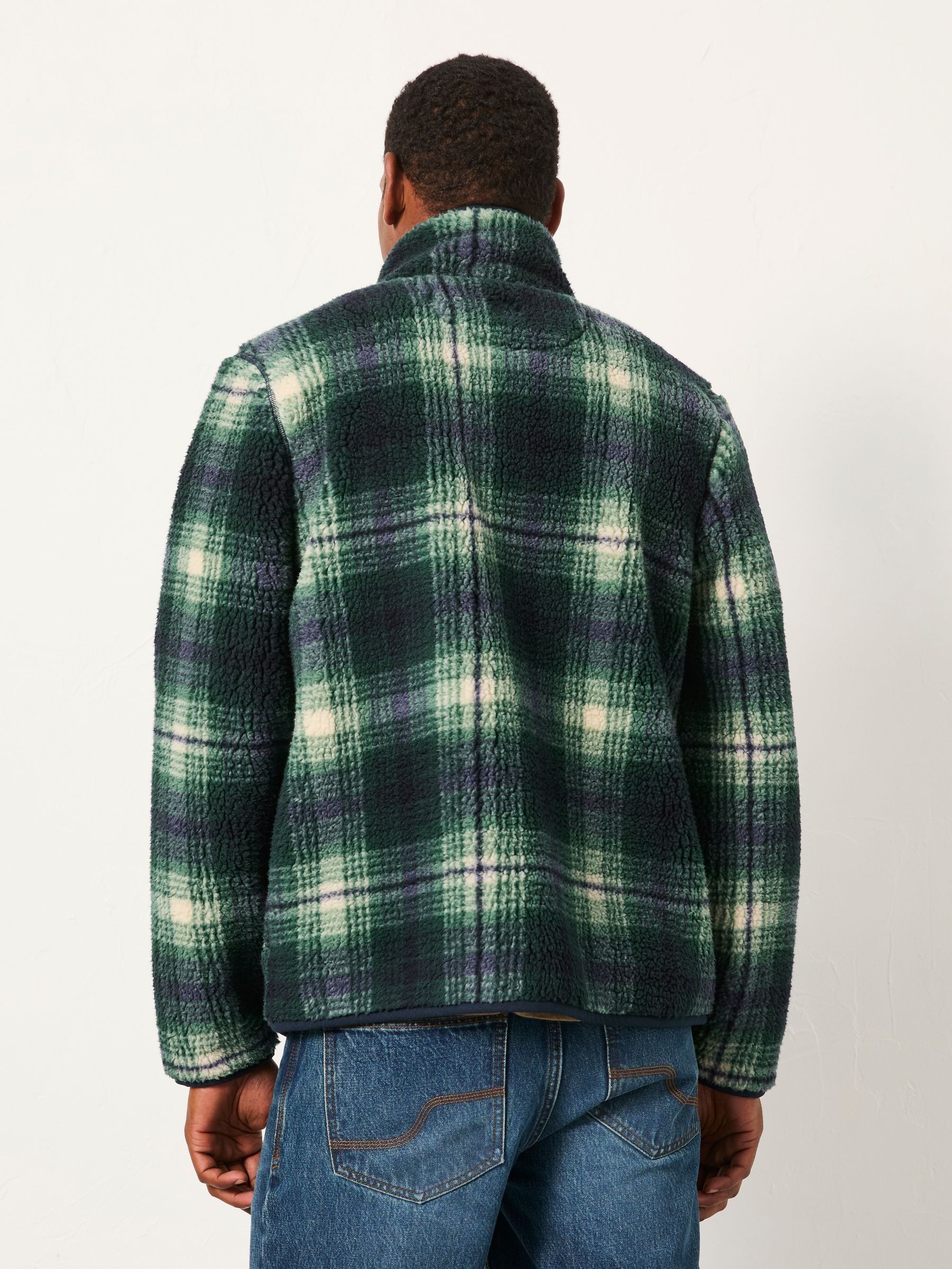 Green Check Zip Through Fleece | FatFace USA