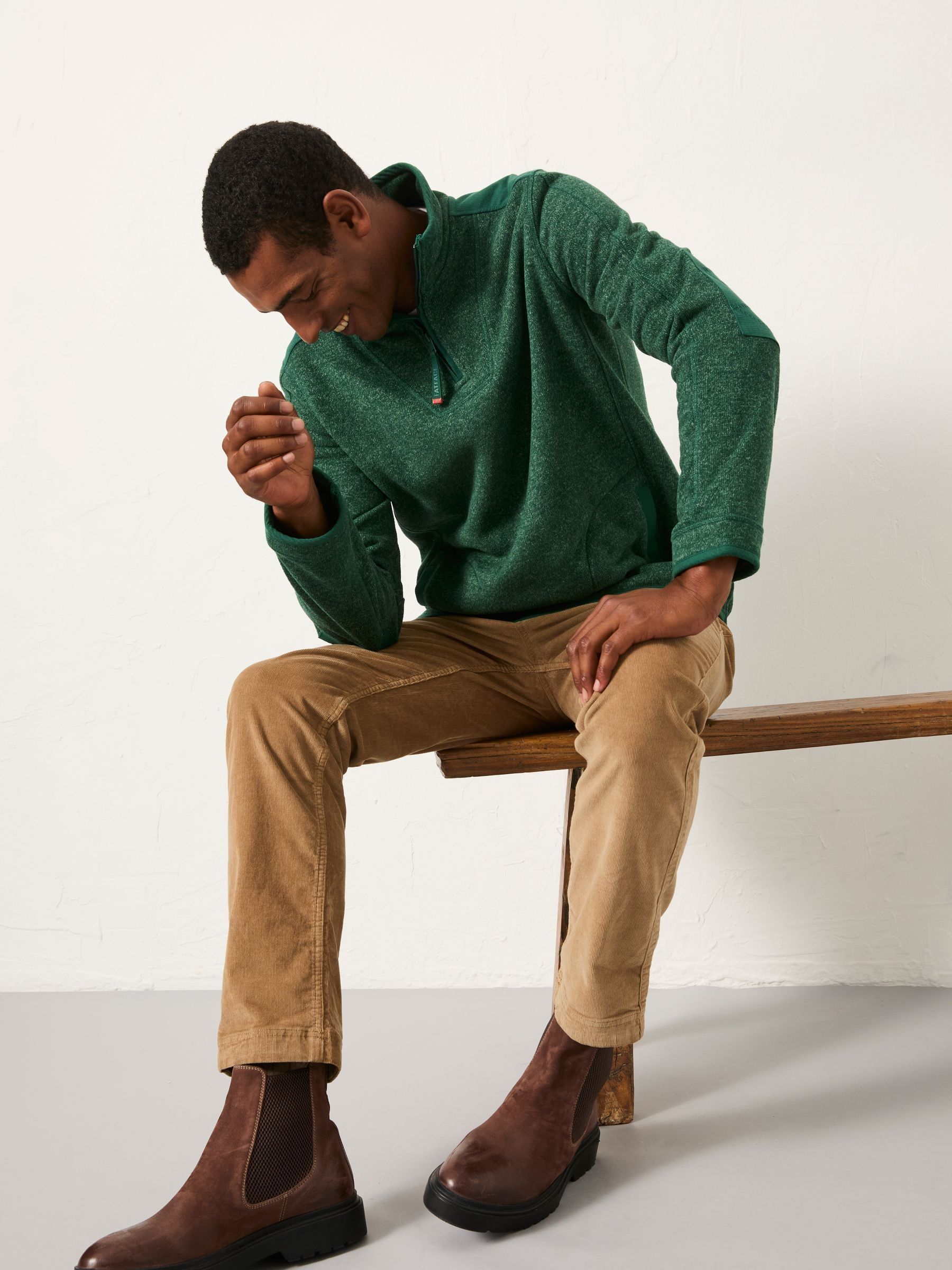 Haxby Emerald Green Half Zip Sweat | FatFace