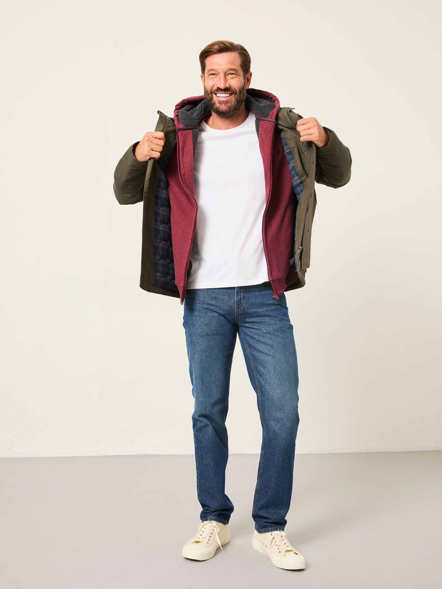 Claret Borg Lined Zip Through Hoodie - Image 4 of 6