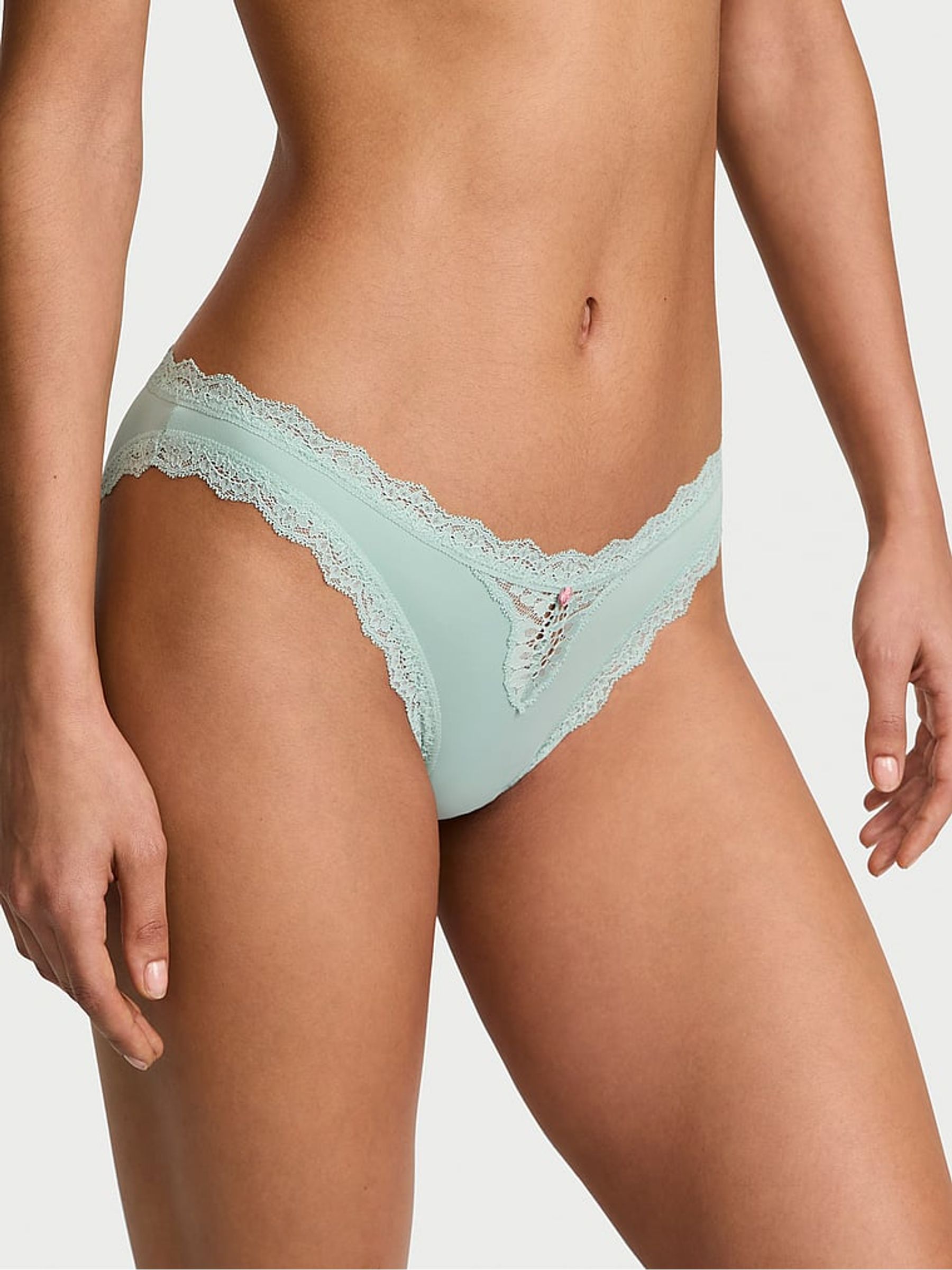 Silent Blue Lace Trim Bikini Knickers - Image 1 of 2