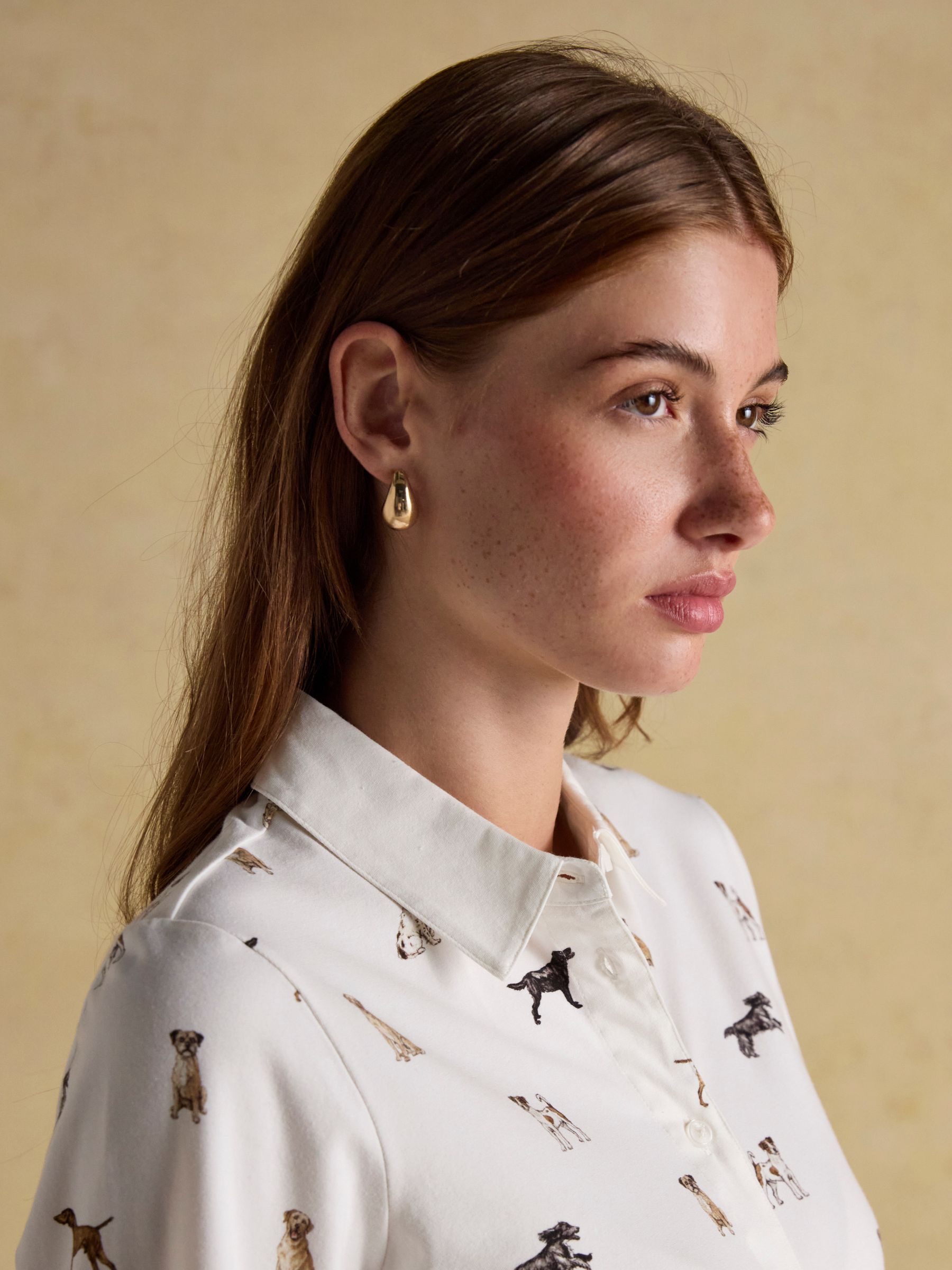 Eleanor Tomlinson White Dogs Cotton-Rich Jersey Shirt - Image 7 of 9