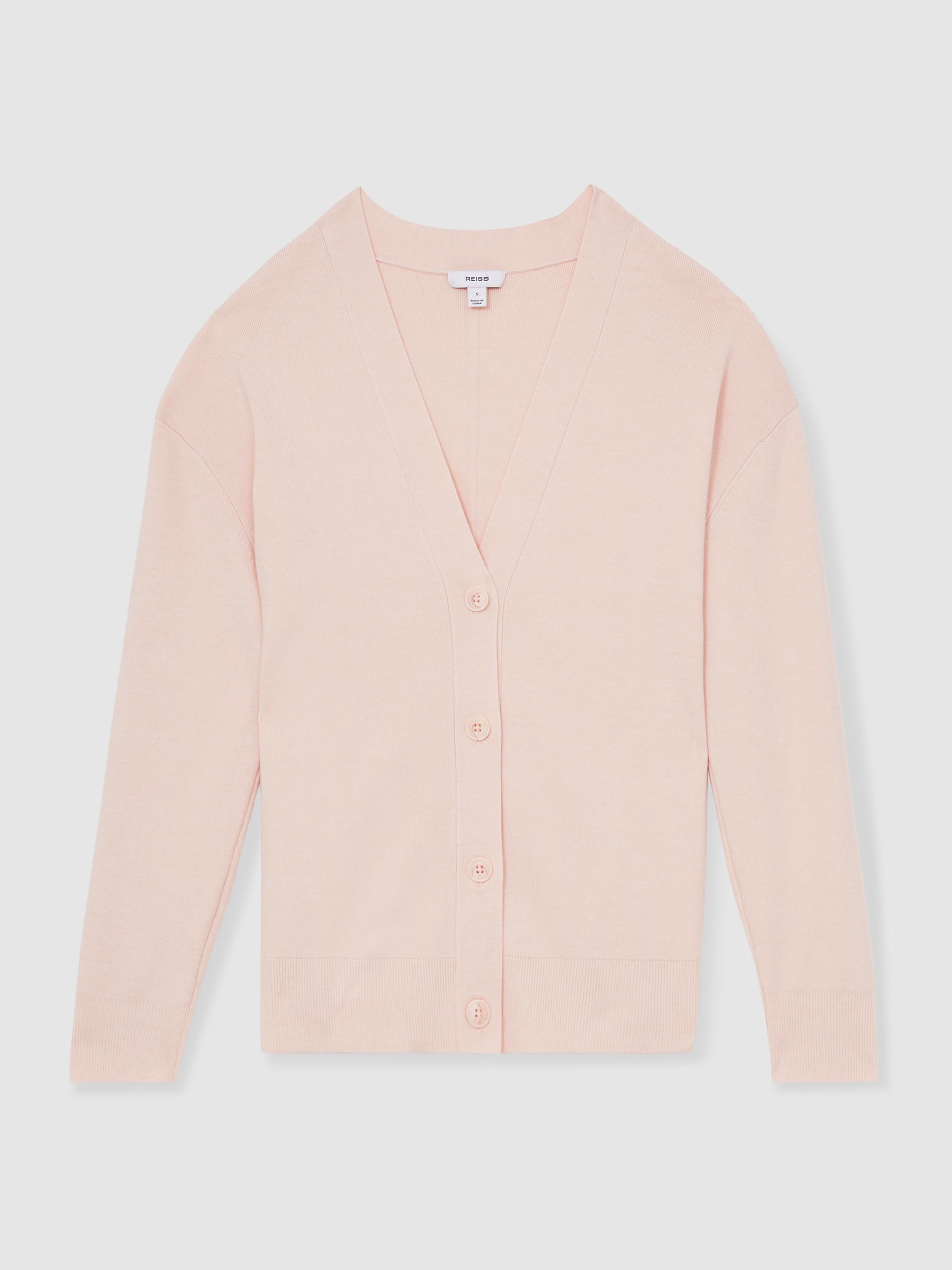 Lyocell Blend V-Neck Cardigan in Pink - Image 2 of 5