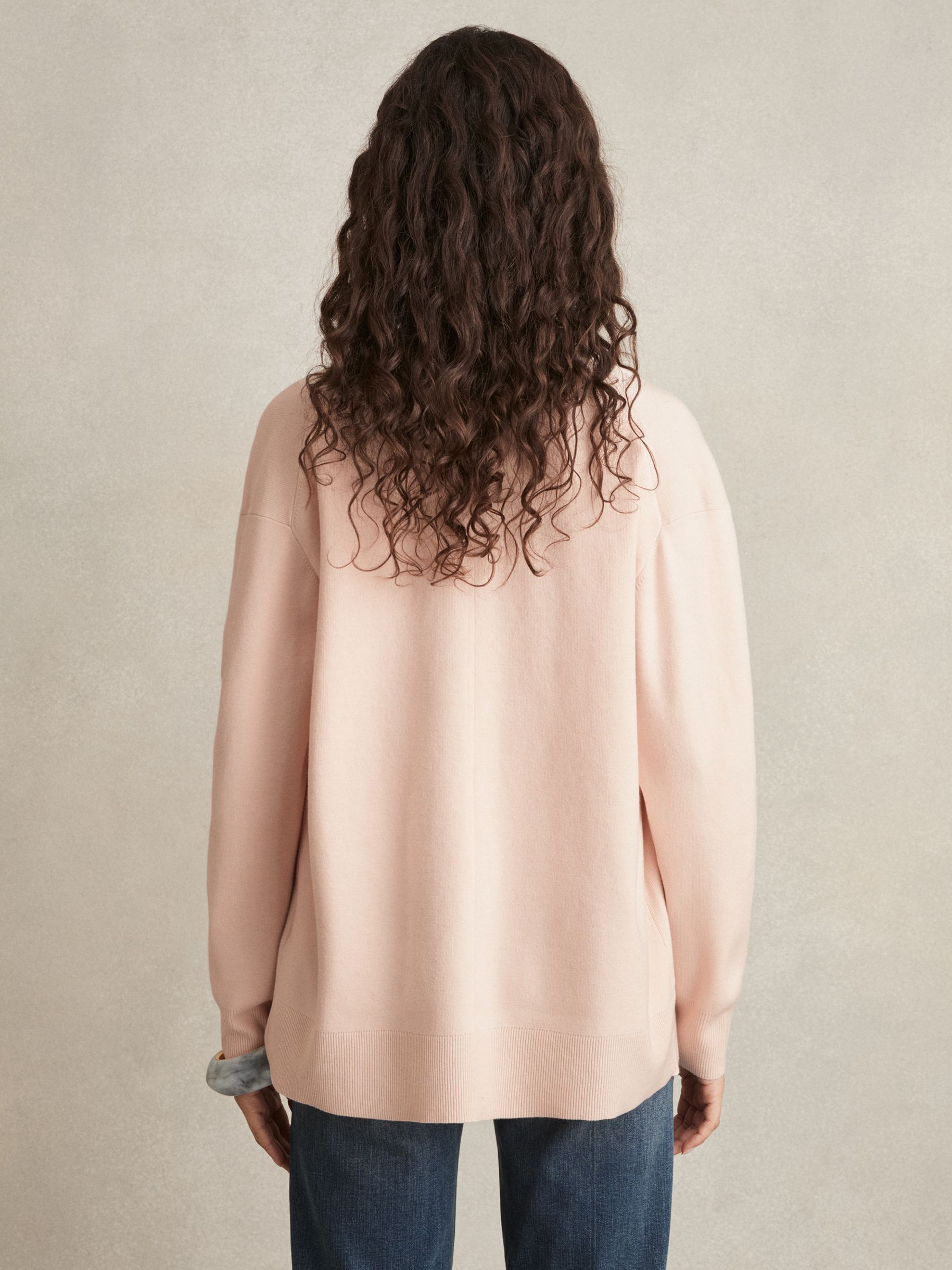Lyocell Blend V-Neck Cardigan in Pink - Image 4 of 5