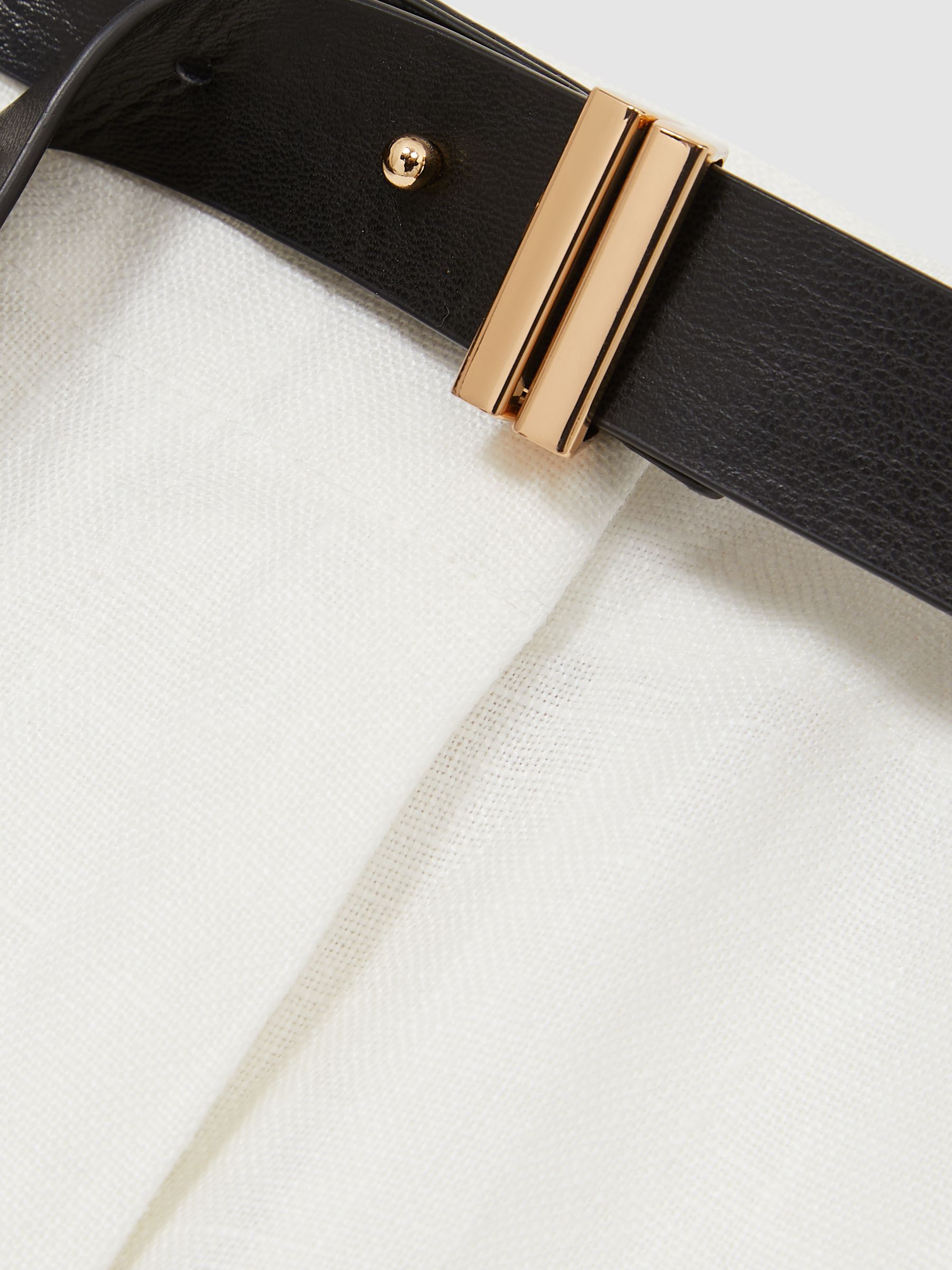Linen Belted Wide-Leg Trousers in White - Image 6 of 6