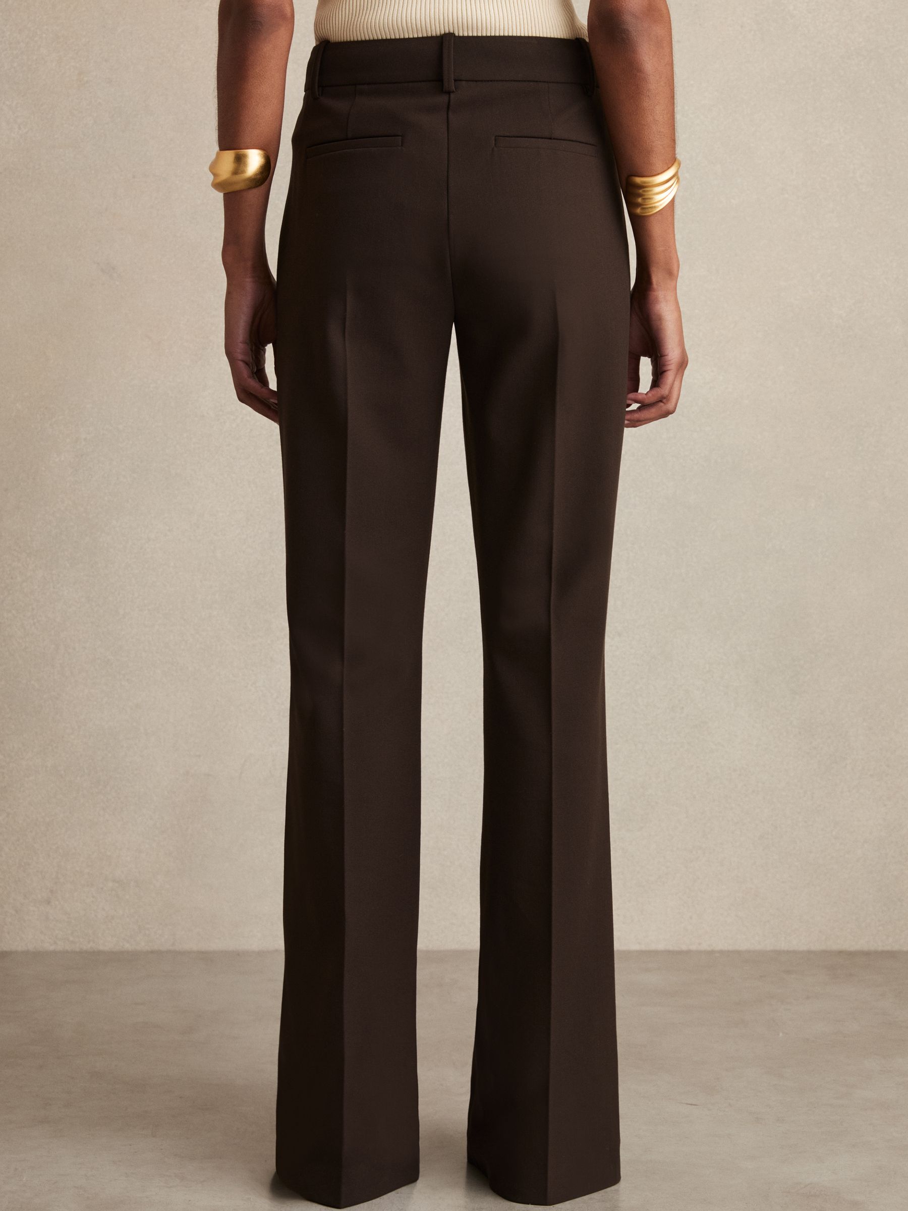 High Rise Flared Trousers in Chocolate Brown - Image 4 of 5