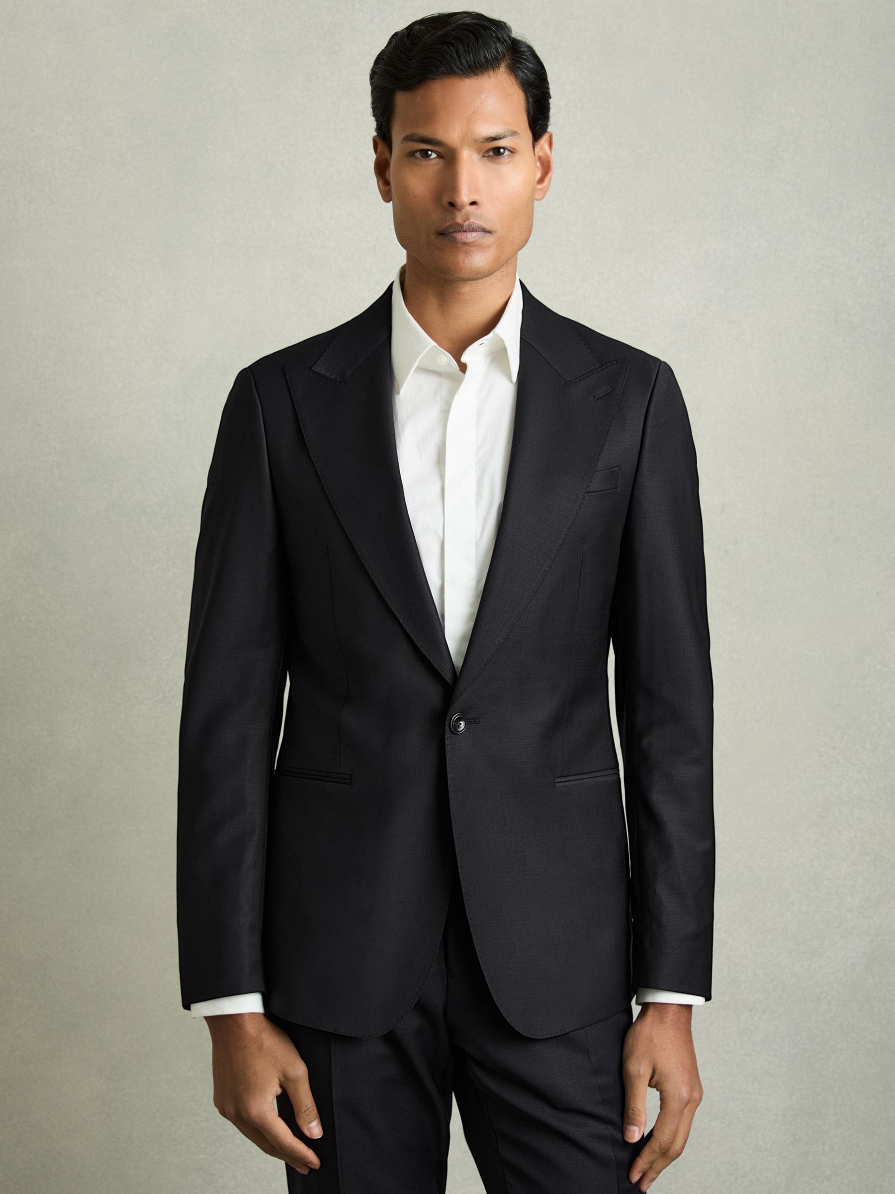 Regular-Fit Single-Breasted Wool-Blend Suit Blazer in Navy - Image 4 of 11