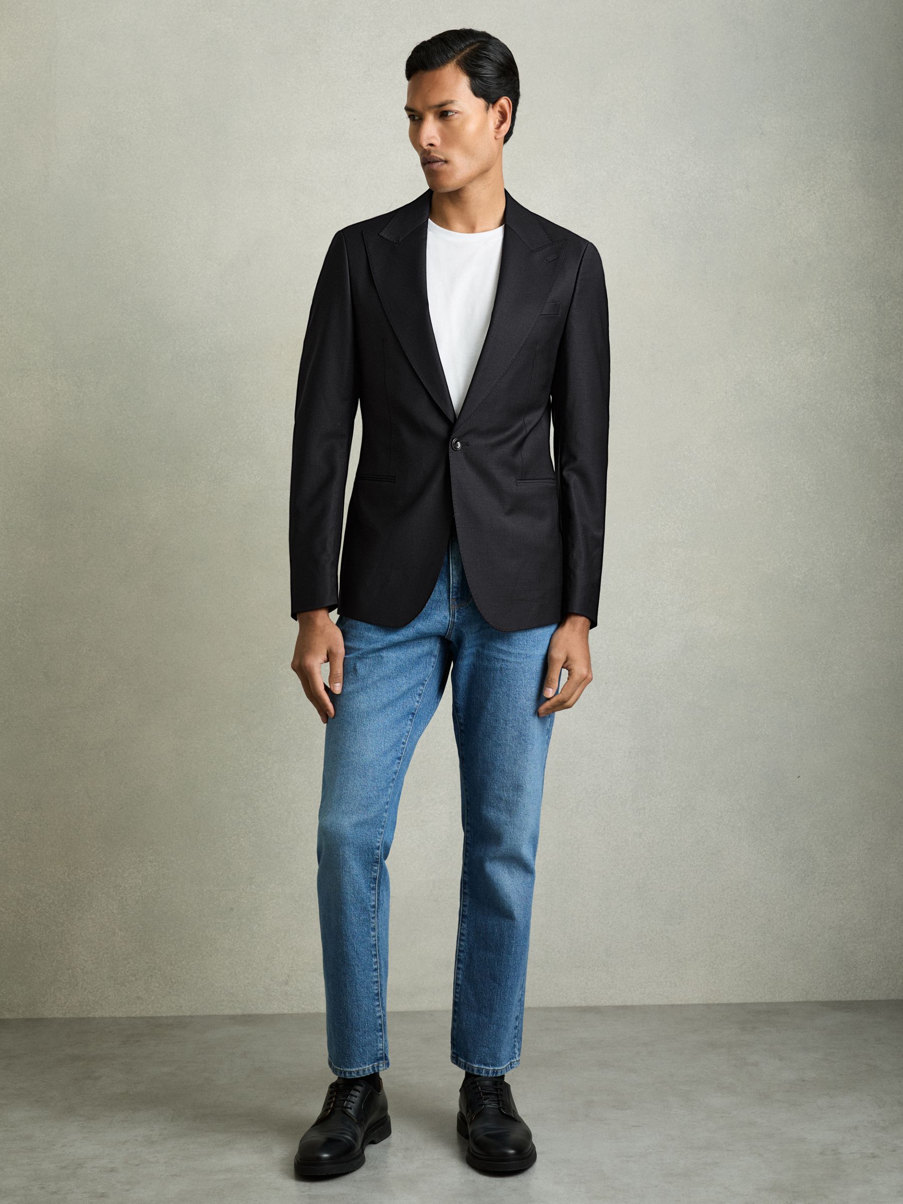 Single-Breasted Wool-Blend Suit Blazer Classic-Fit in Navy - image 2